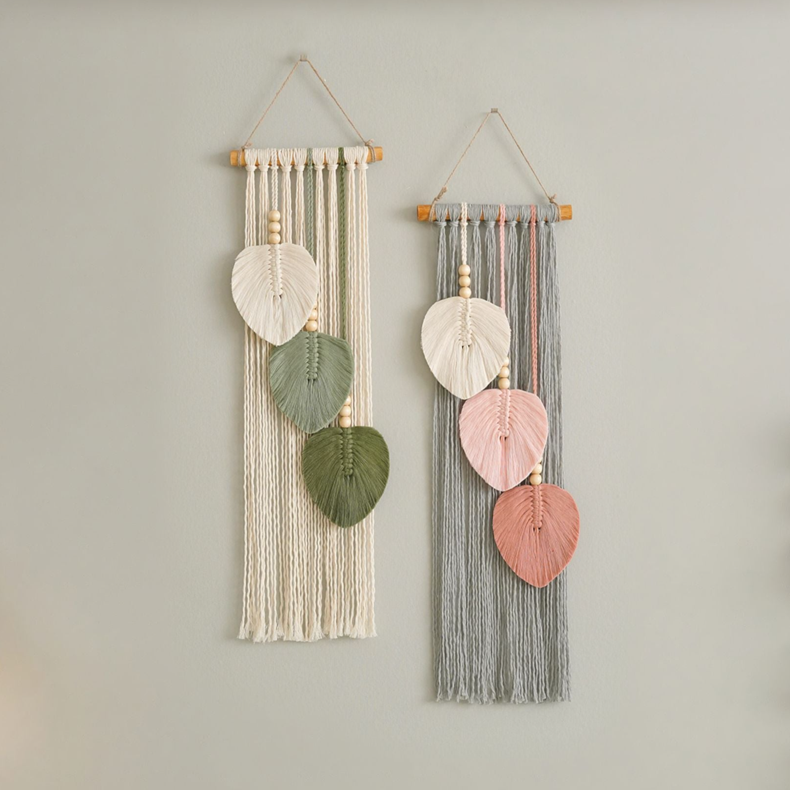 Three Leaves Wall Hanging – Macrame Leaf Decor for Boho V24