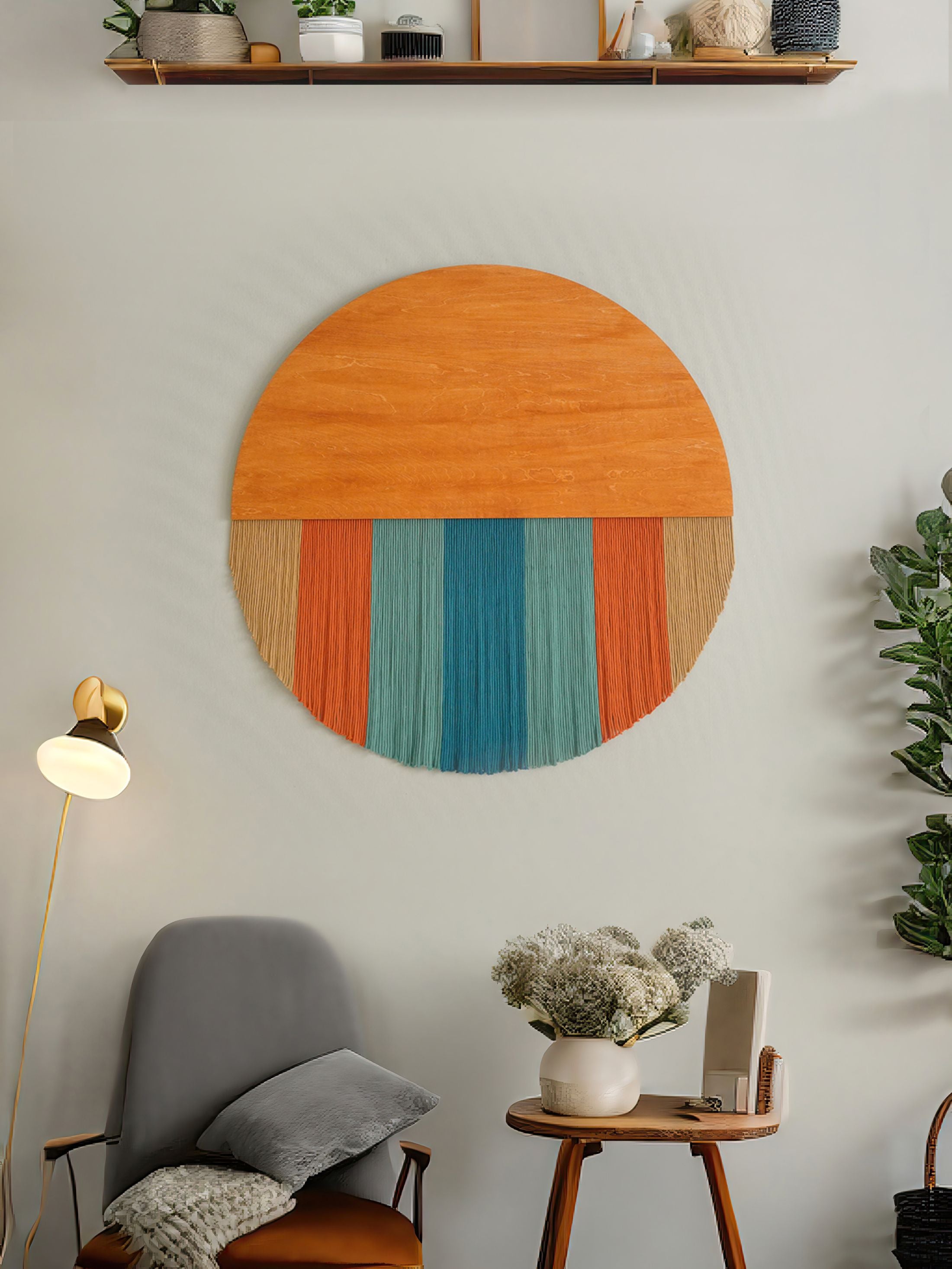 Lunar Memory Wall Hanging – Boho Green Cotton Wall Art V07