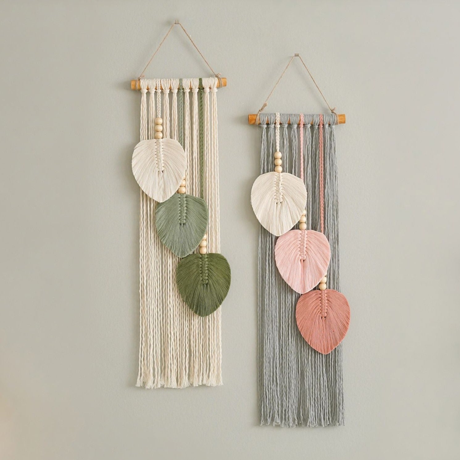 Three Leaves Wall Hanging – Macrame Leaf Decor for Boho V24