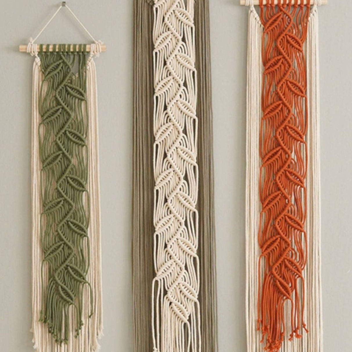 Macrame Leaf Wall Hanging - Minimal Cotton Cord Boho Wall Decor V22
