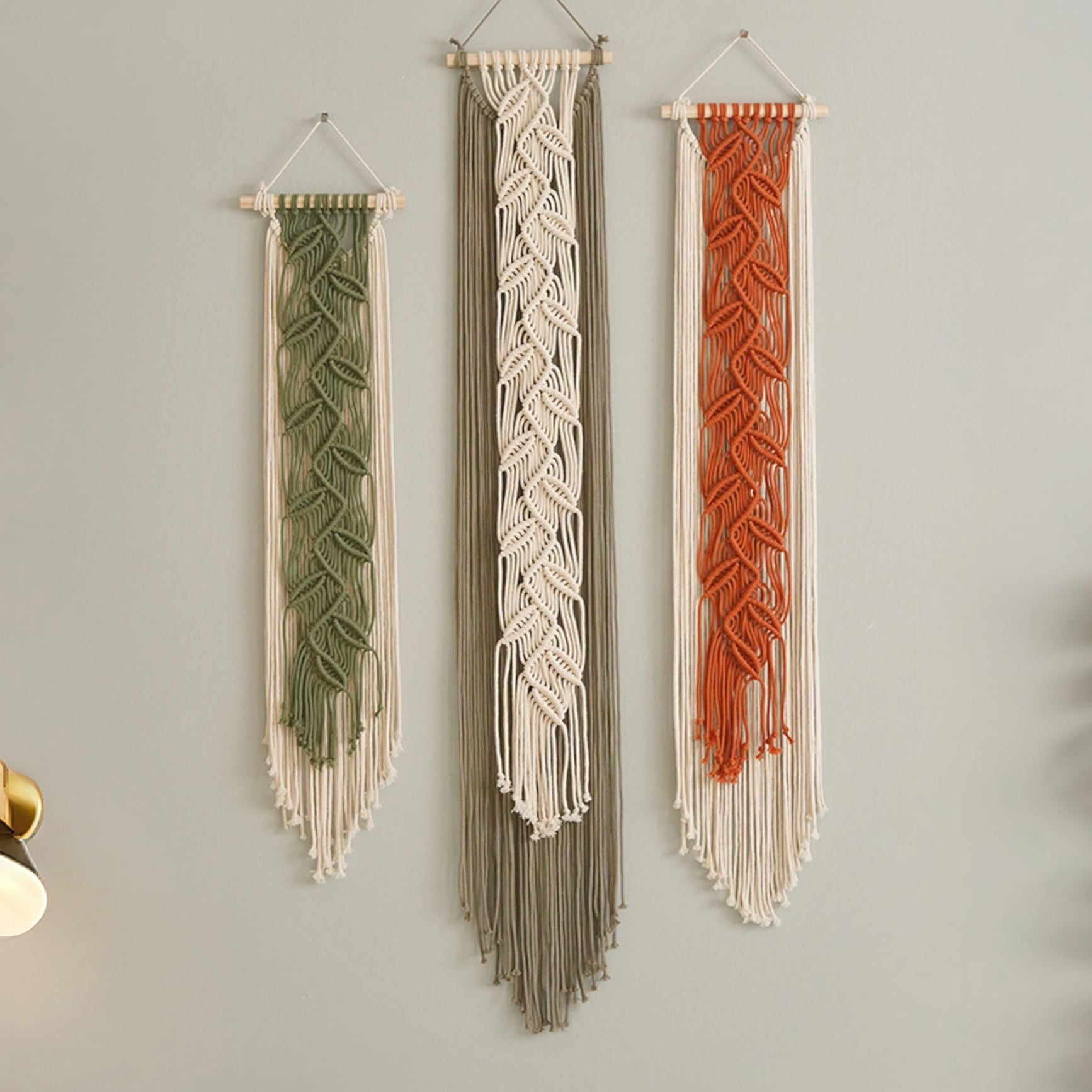 Macrame Leaf Wall Hanging - Minimal Cotton Cord Boho Wall Decor V22