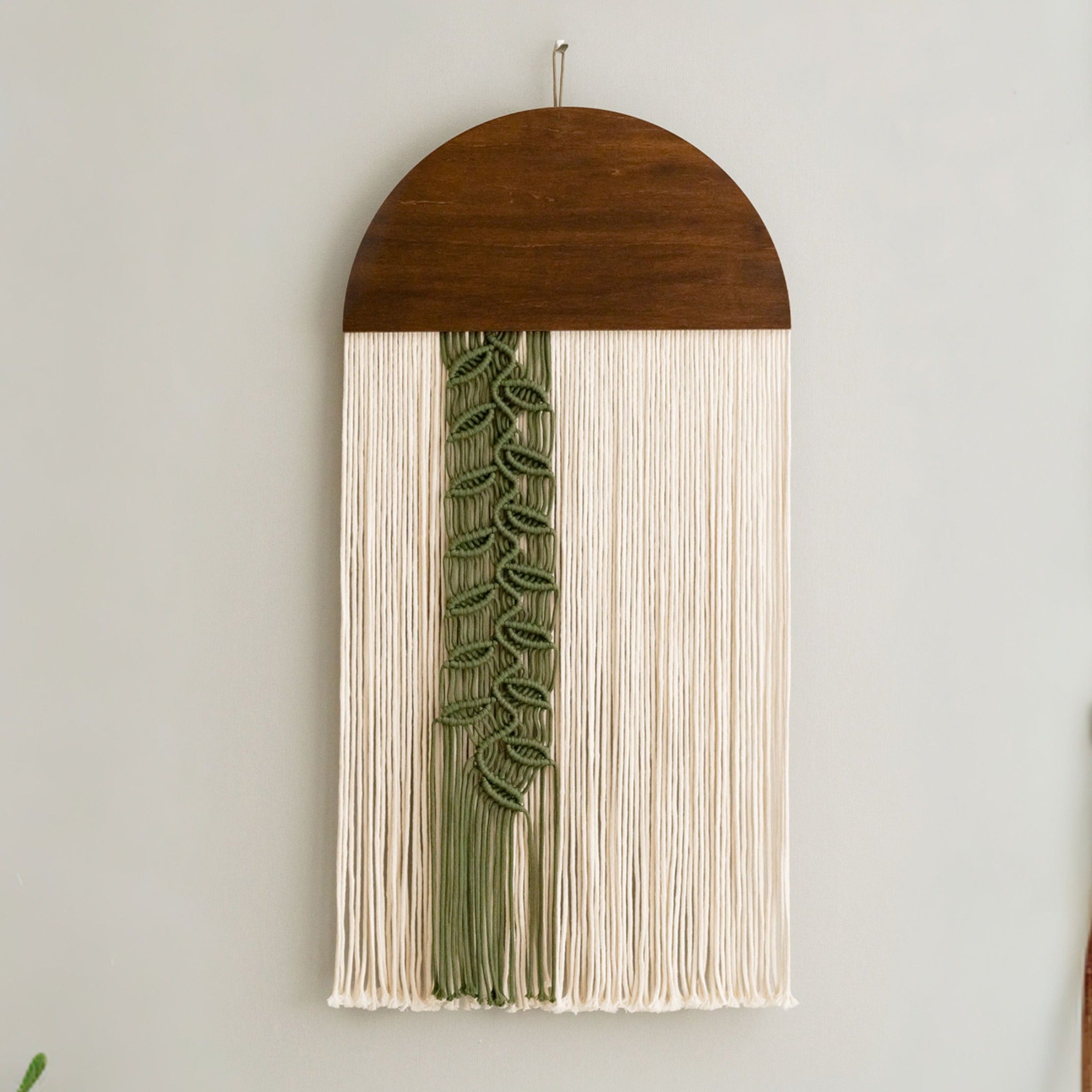 Botanical Macrame Wall Hanging - Round Jellyfish with Leaf Cord V48