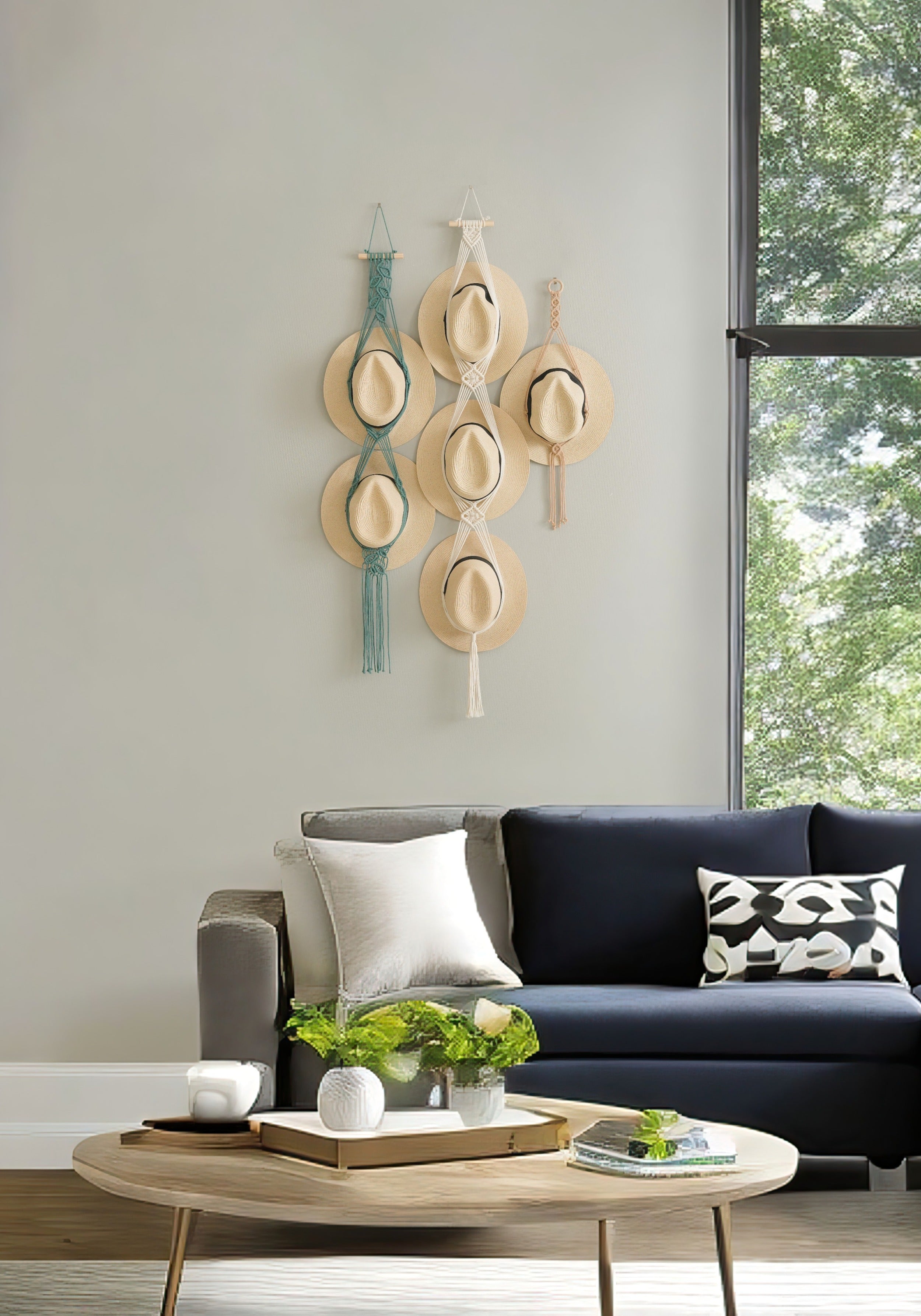 Macrame Hat Hanger – Boho Wall Organizer for Hats H01