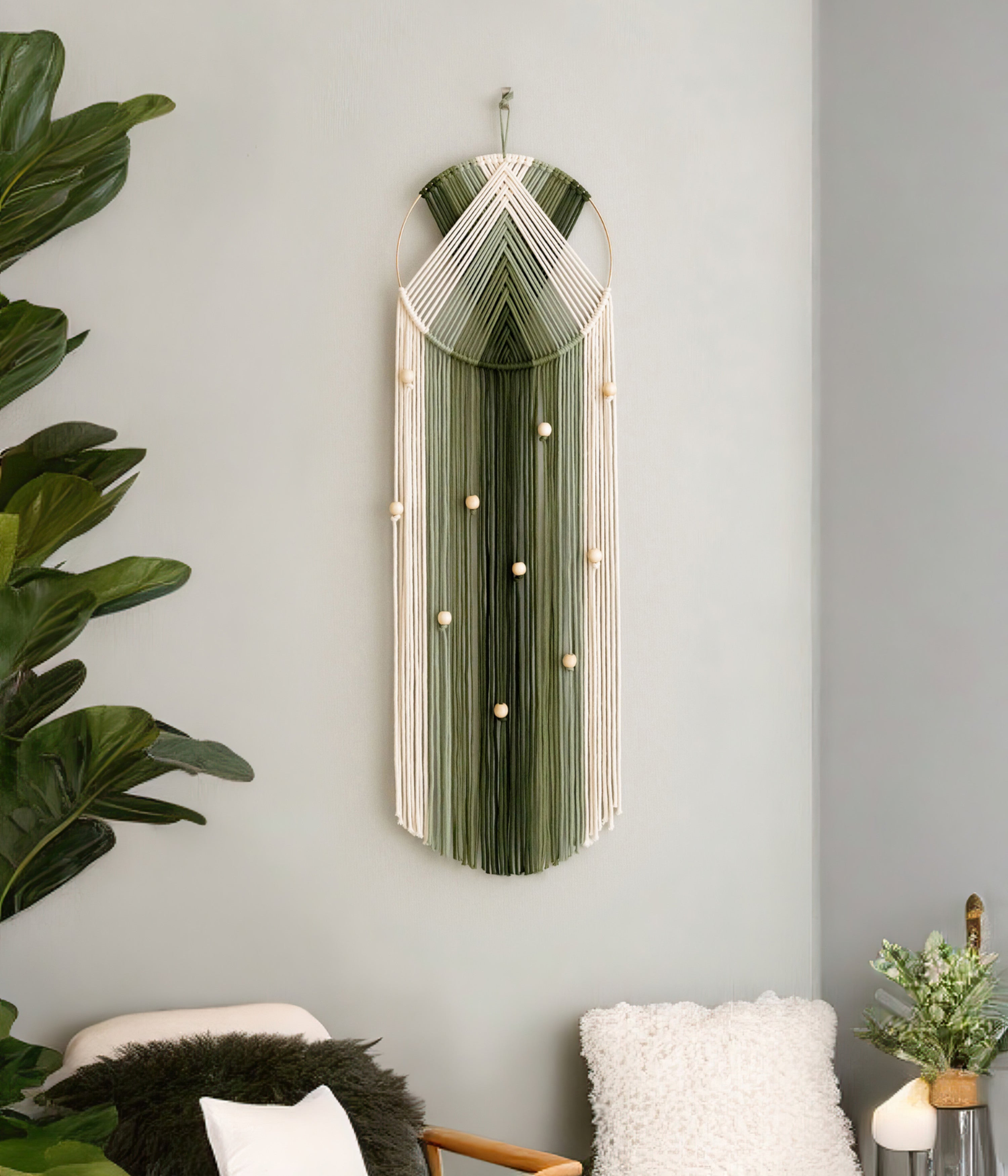 Boho Macrame Wall Hanging – Cotton Dreamcatcher Wall Decor Handmade V51