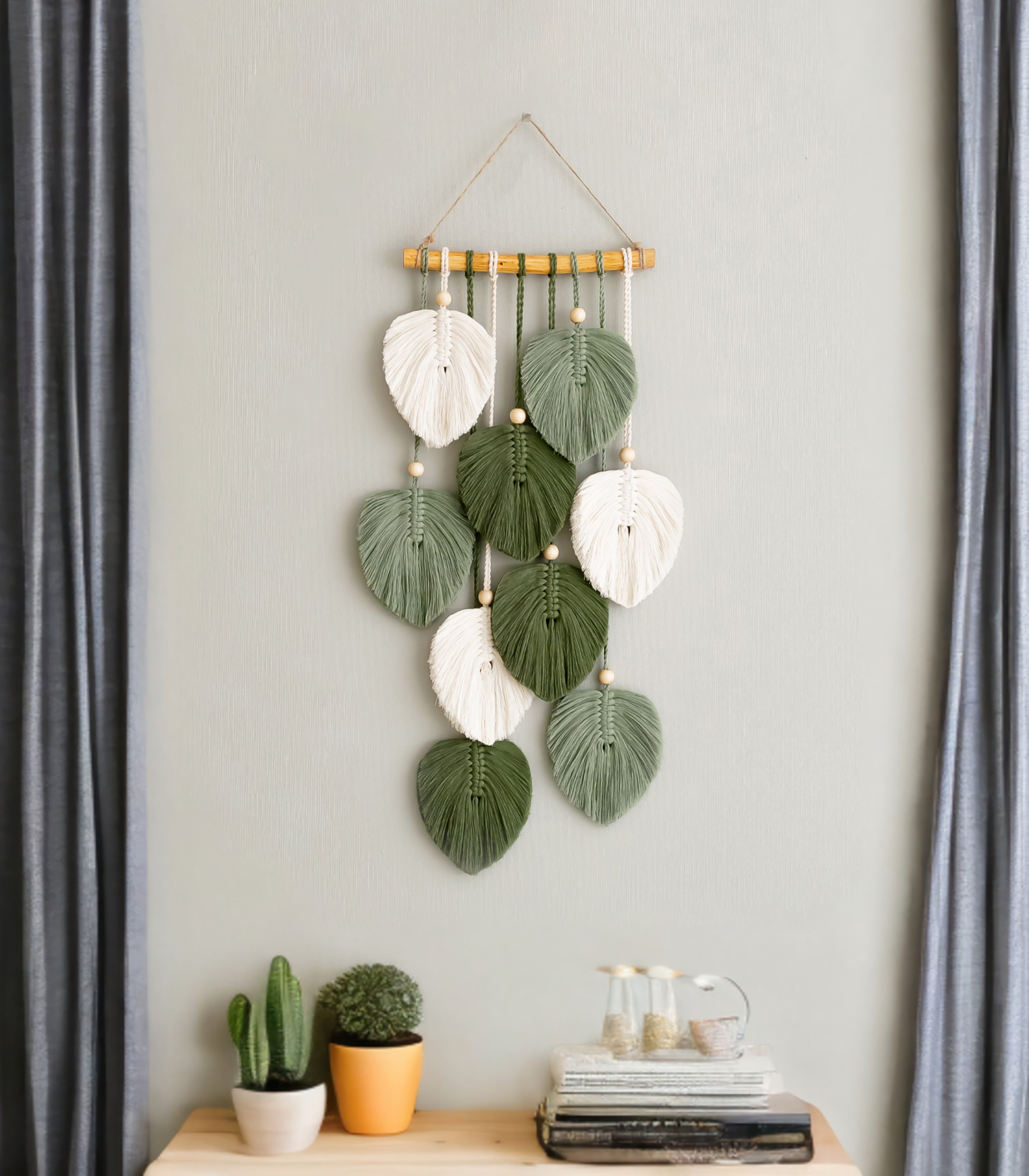Boho Wall Decor - Cotton Macrame Leaf Wall Hanging L40