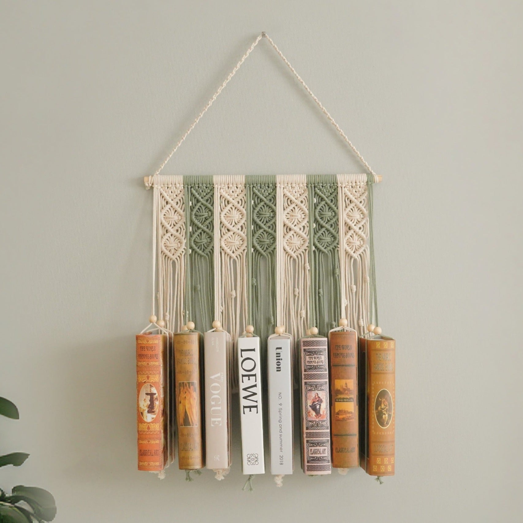 Macrame Book Holder for Boho Living Room Decor
