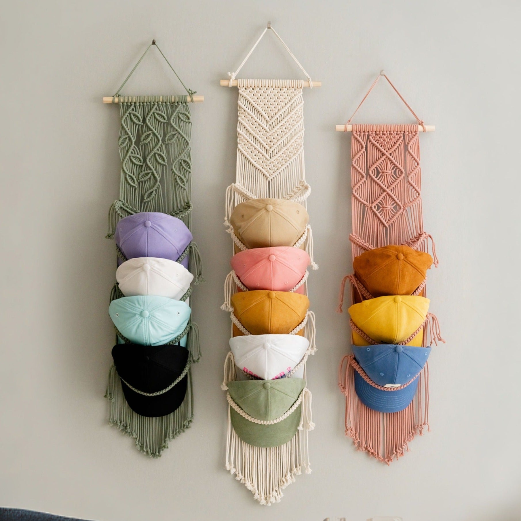Stylish Macrame Cap Organizer - Wall Hanging Holder I06