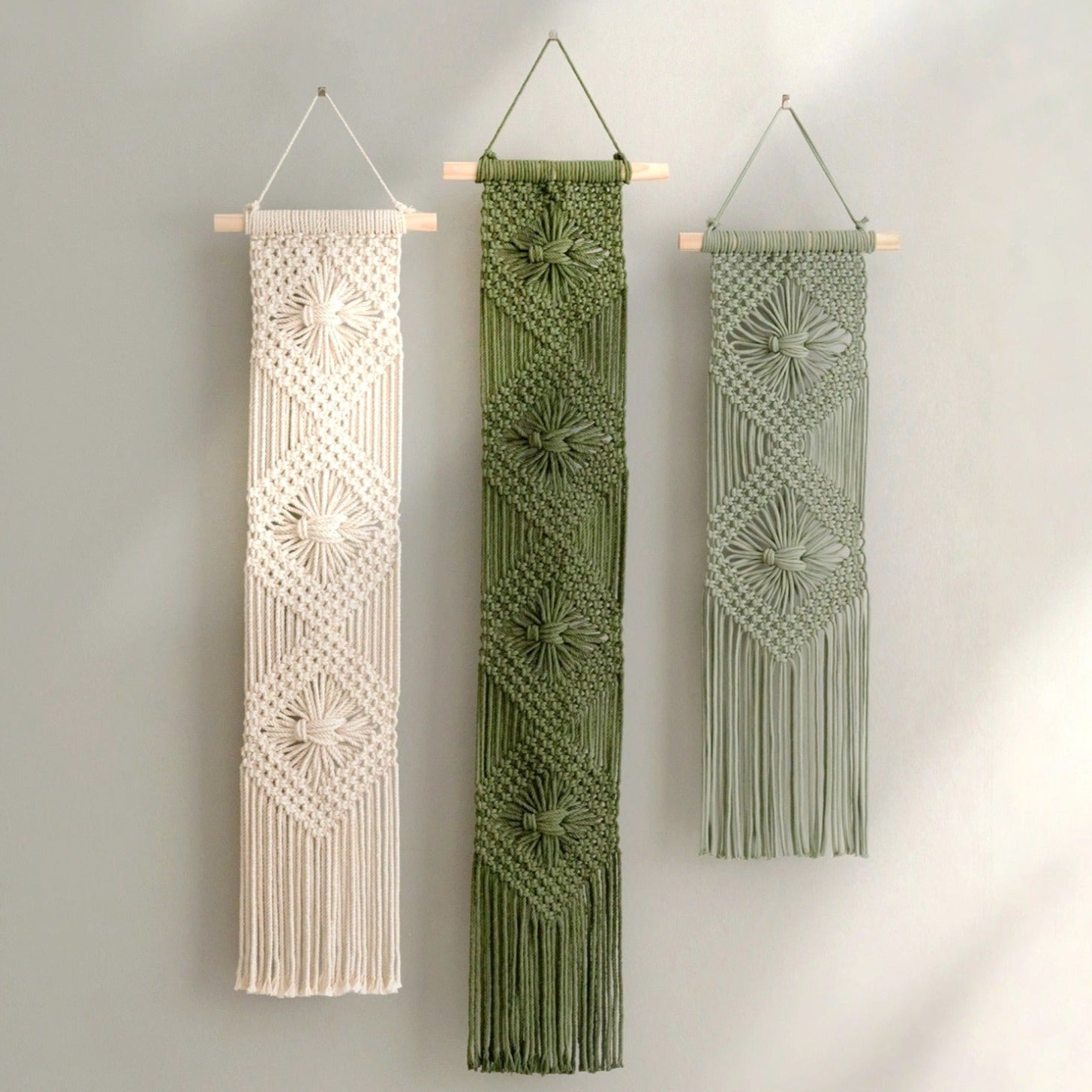 Diamond Macrame Wall Hanging – Boho Cotton Wall Decor W66