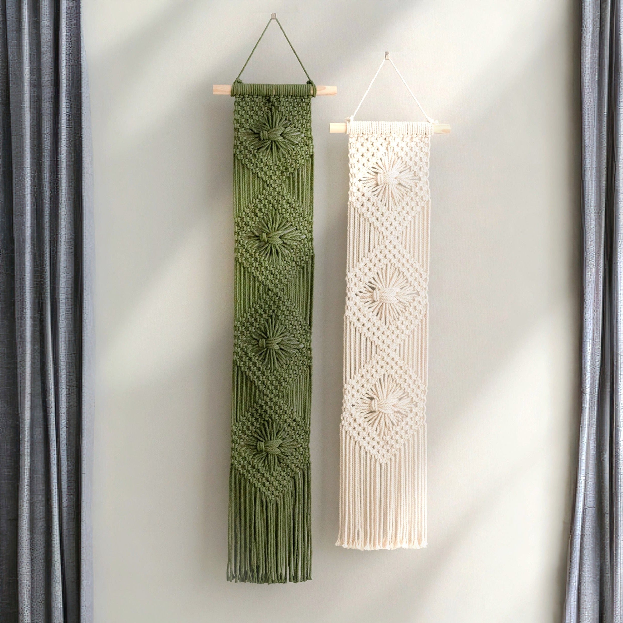 Diamond Macrame Wall Hanging – Boho Cotton Wall Decor W66