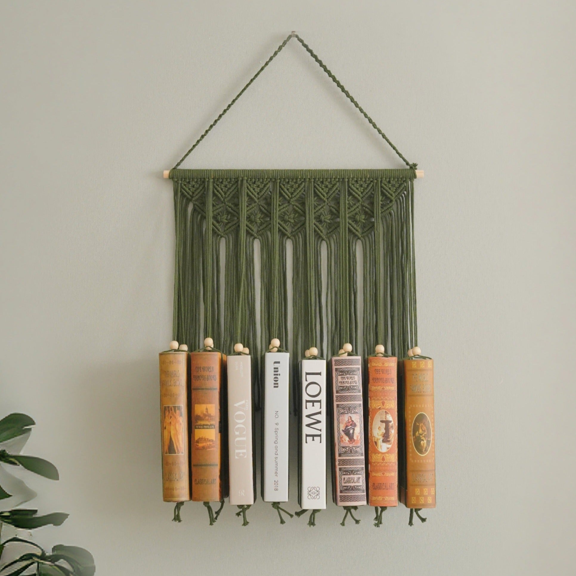 Boho Macrame Bookshelf for Stylish Book Storage