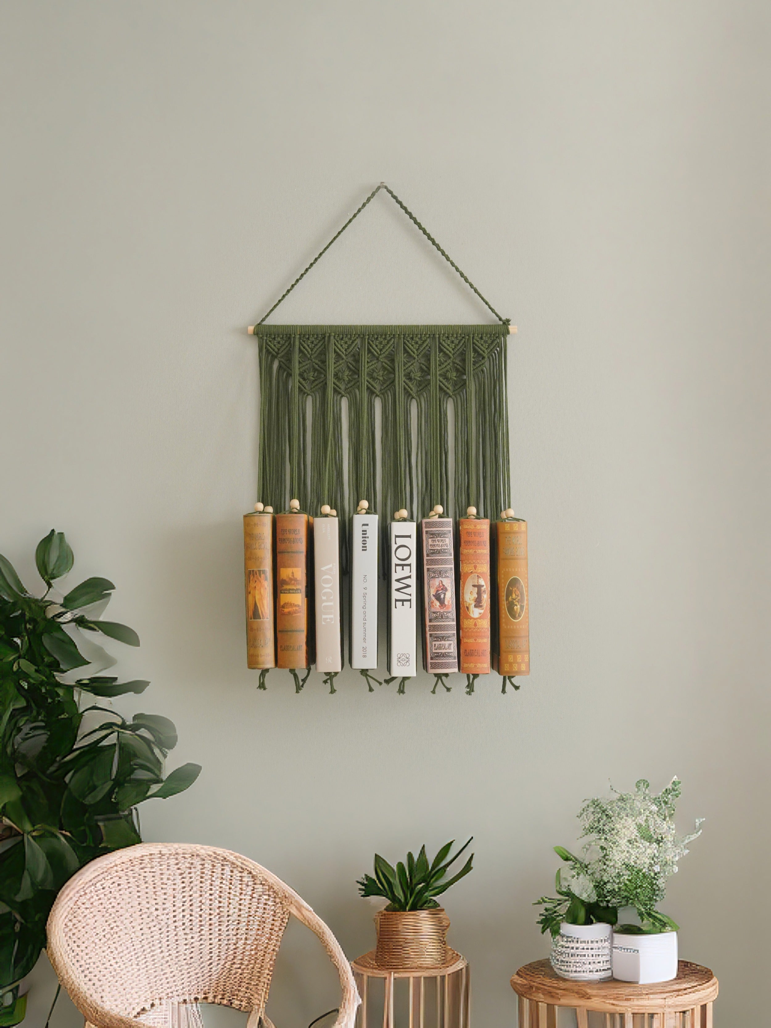 Macrame Wall Hanging Bookshelf For Book Holder