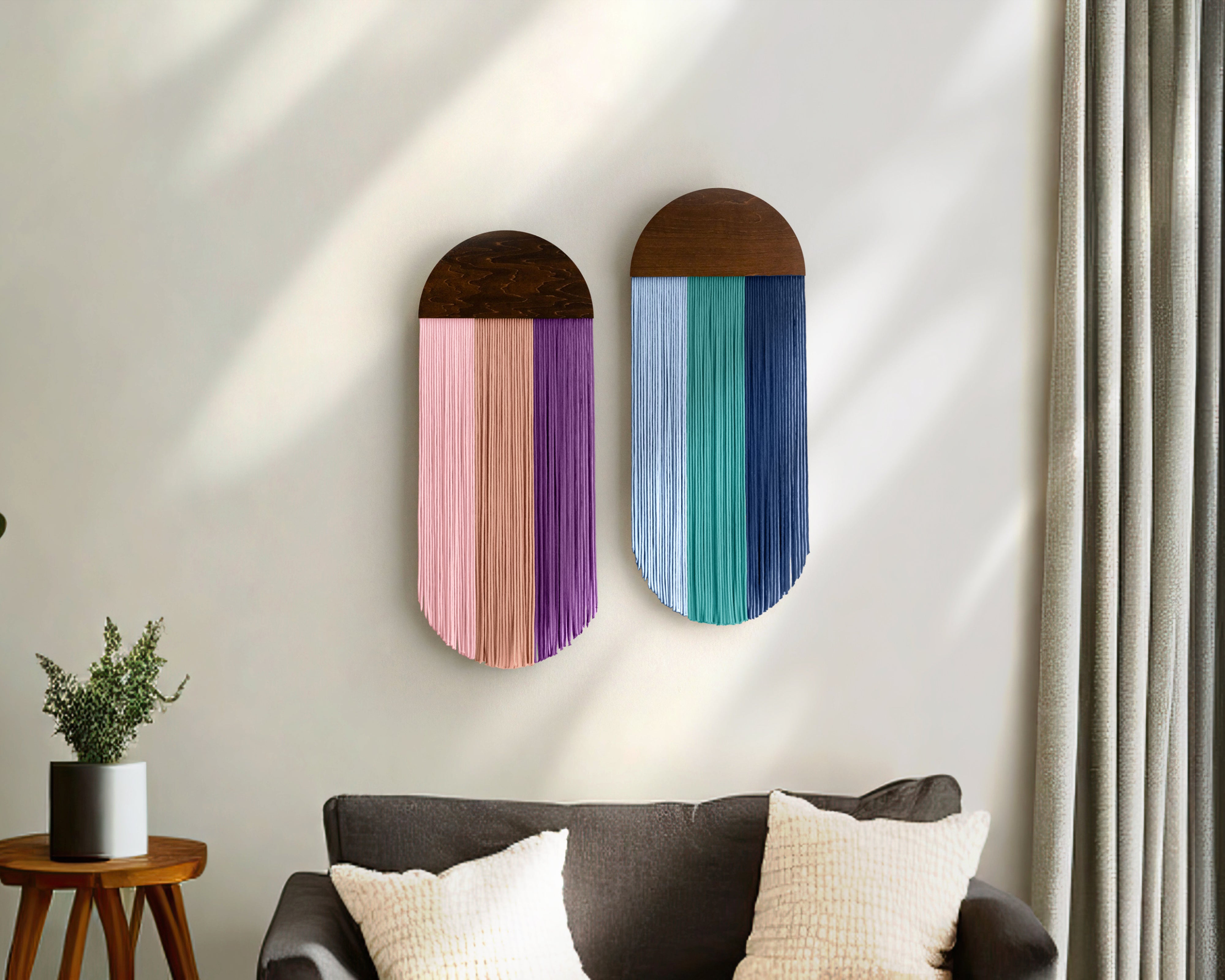 Macrame Wall Art - Octopus Wall Hanging in Minimalist Cotton Style V61