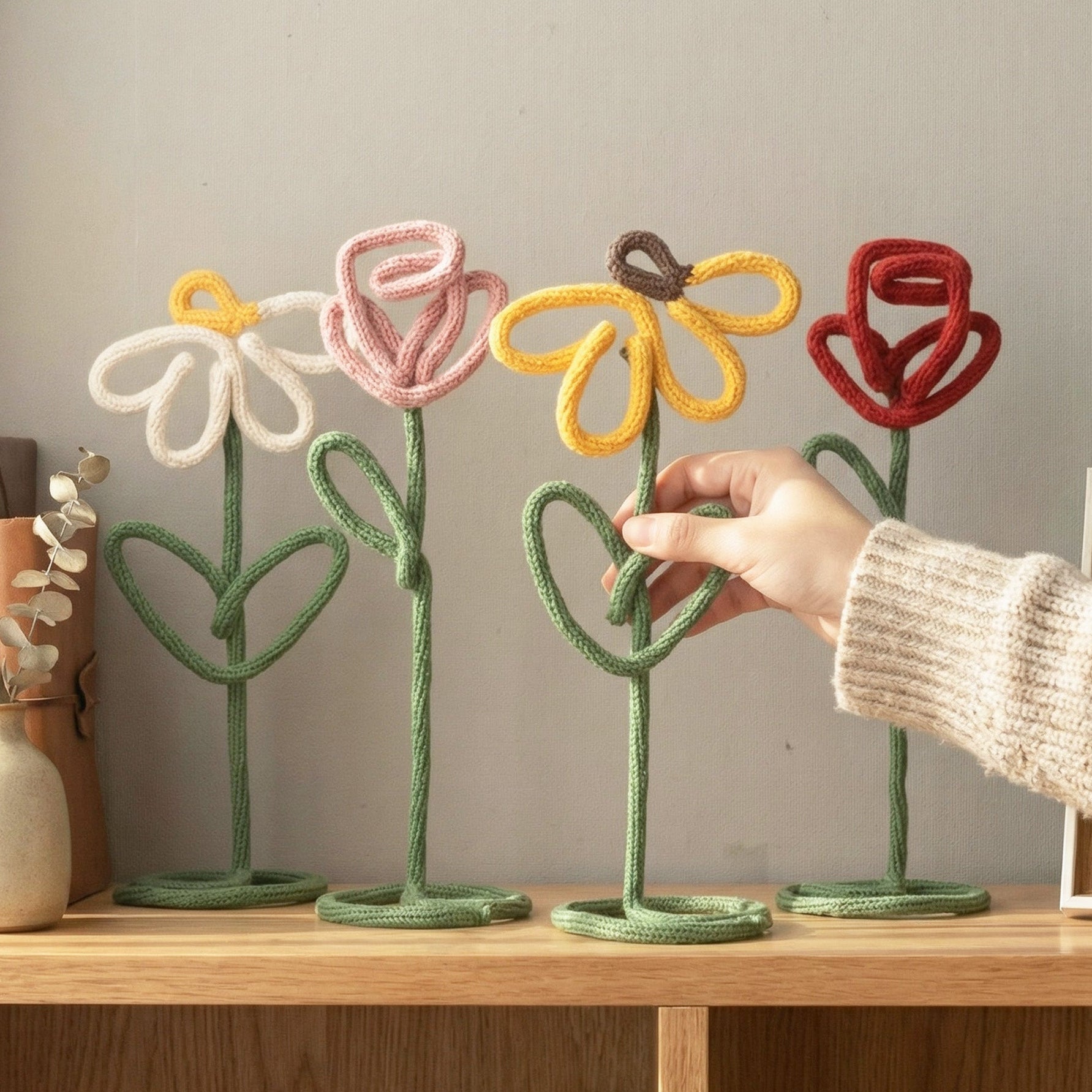 Flower Table Decor Wood Table Centerpiece Decor for Home Styling U43