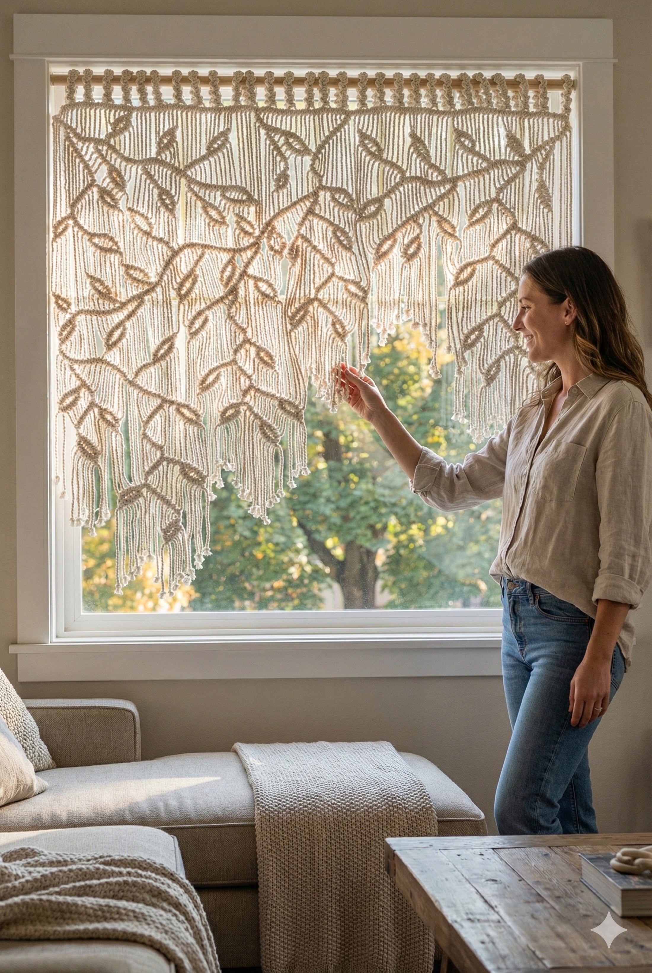 Macrame Curtain for Boho Wall Hanging and Home Decor C10