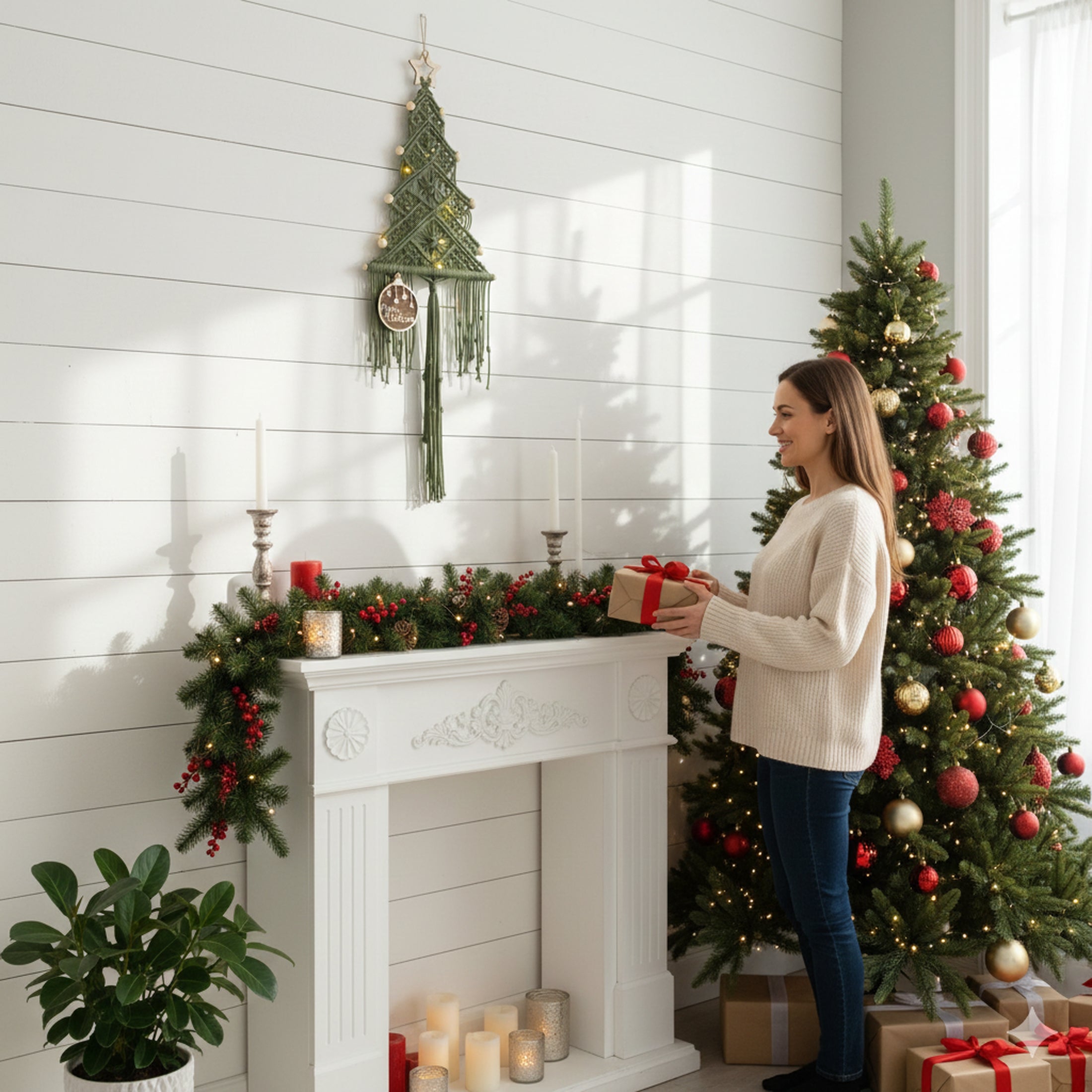 Macrame Christmas Tree Wall Hanging macrame for Christmas Wall Decor X32