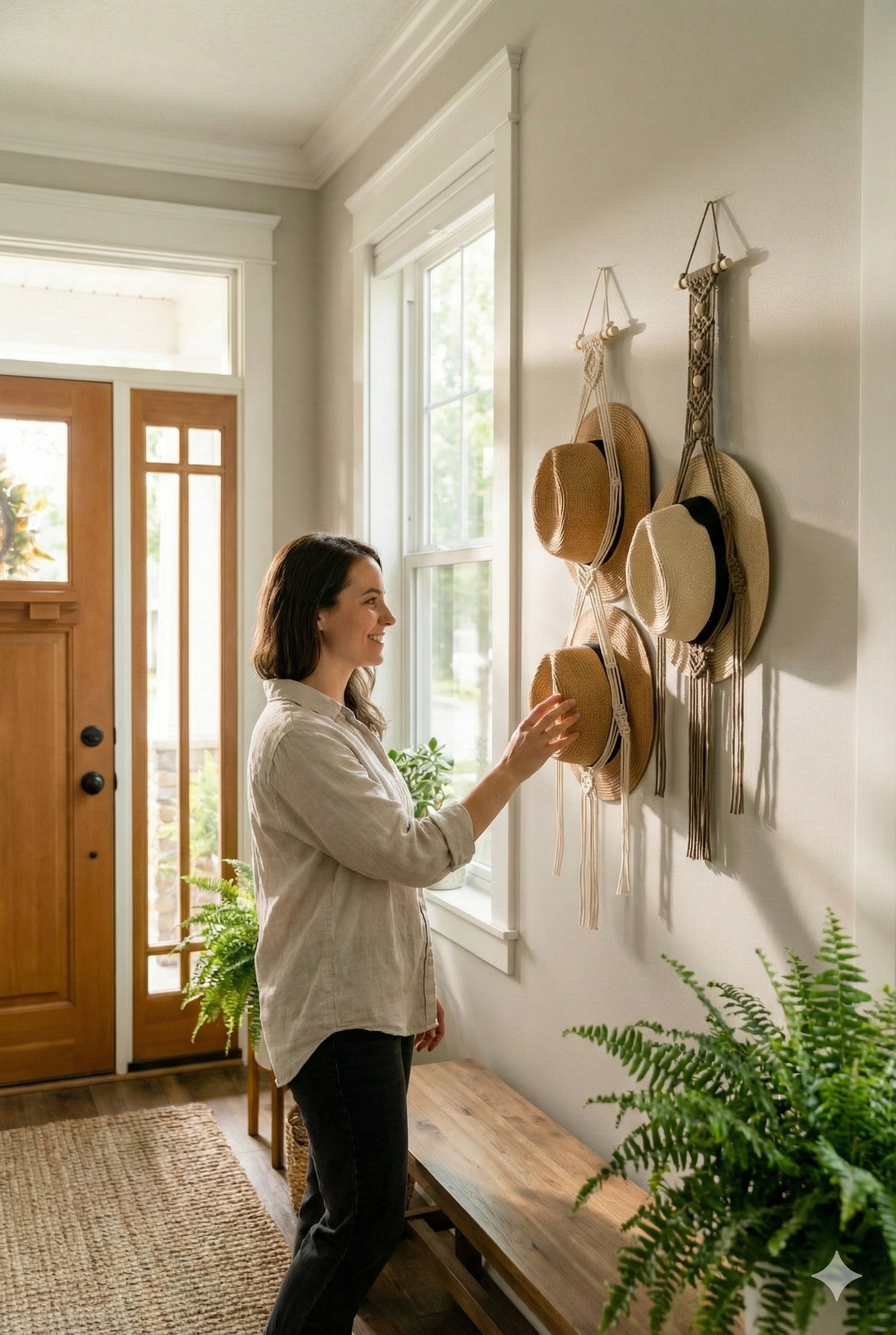 Macrame Hat Hanger – Boho Wall Organizer for Hats & Accessories I45