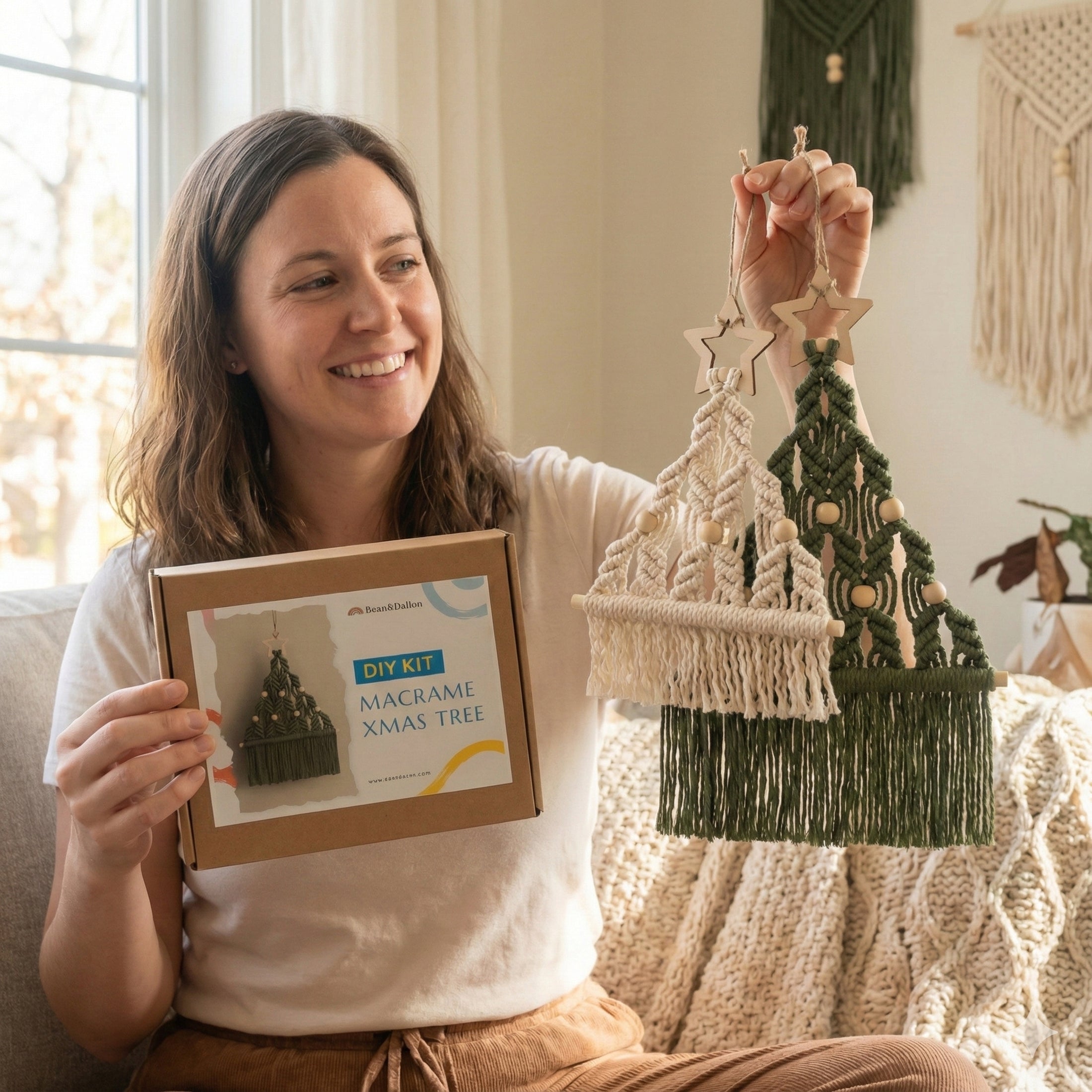 Christmas DIY Wall Decor – Cotton Macrame Tree Kit with Wood Beads K20