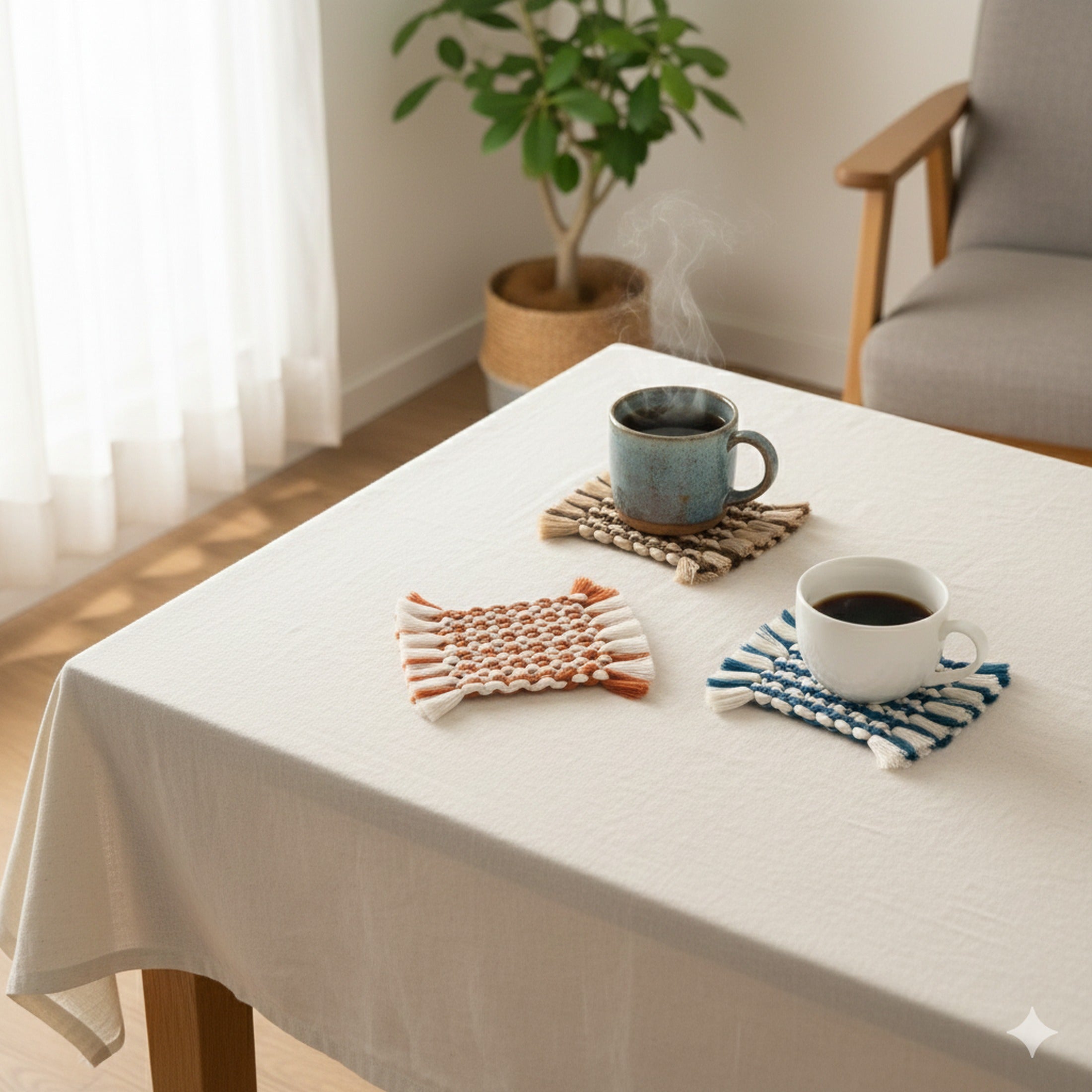 Handwoven Macrame Coaster – Boho Cup Mat for Home & Gifts A34