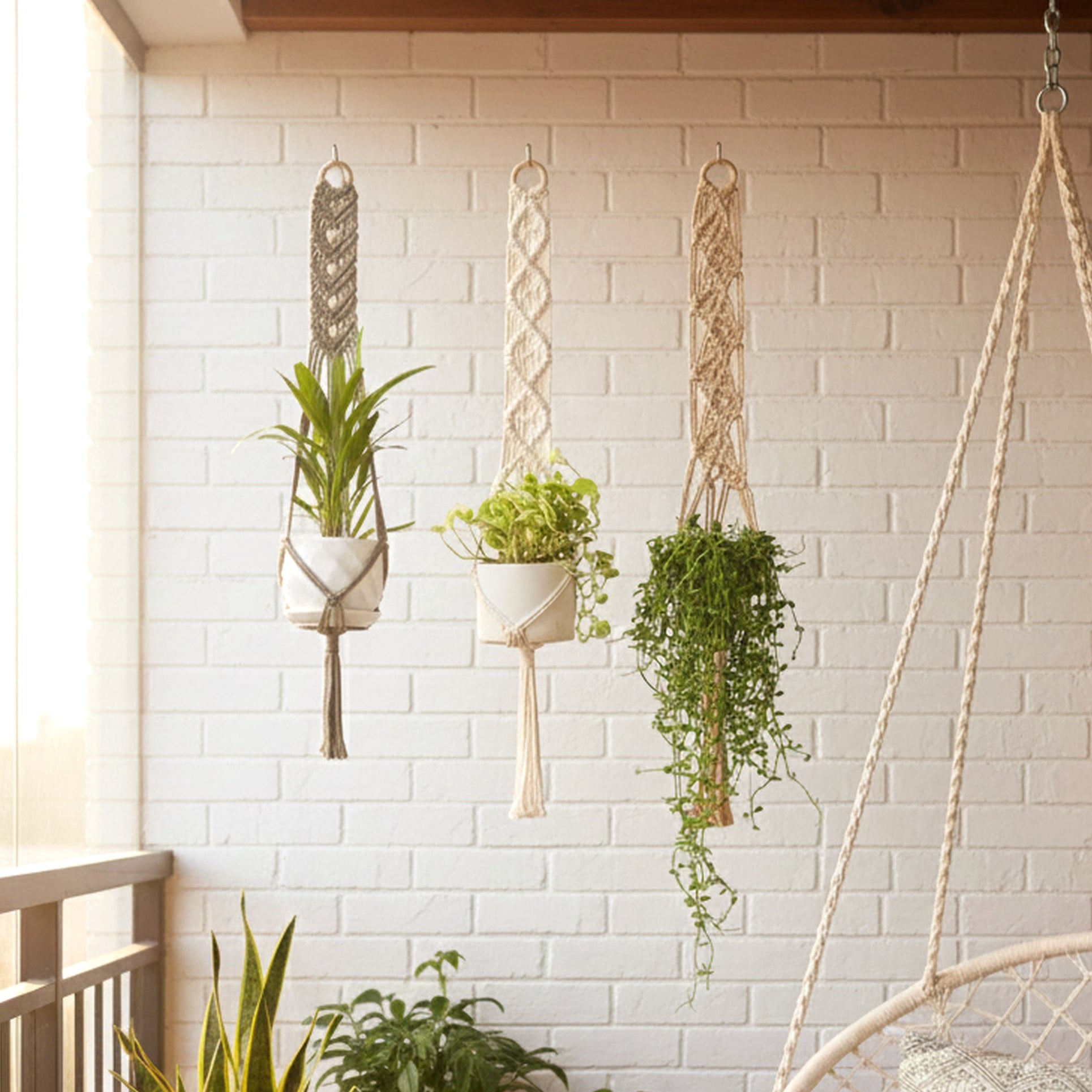 Minimalist Cotton Rope - Macrame Plant Hanger with Tassel Decor H13
