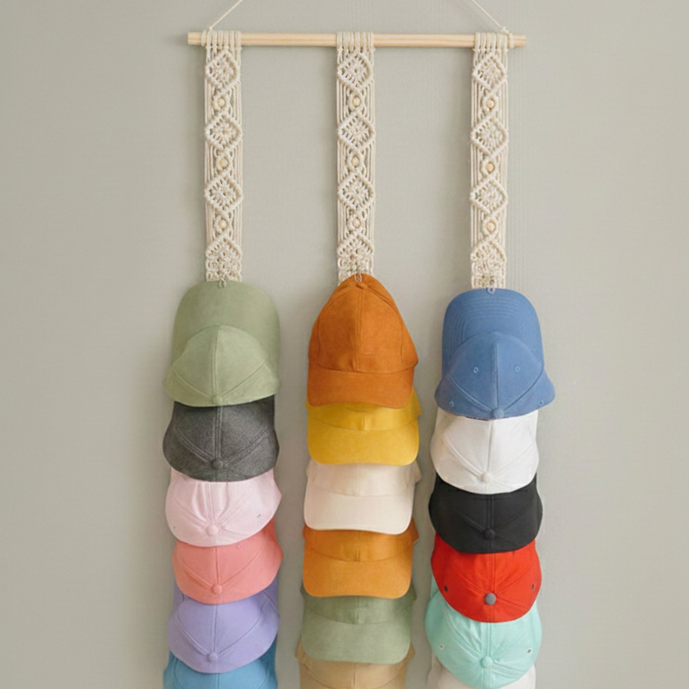 Macrame Cap Hanger macrame cord for Cap Wall Organizer and Boho Decor I21