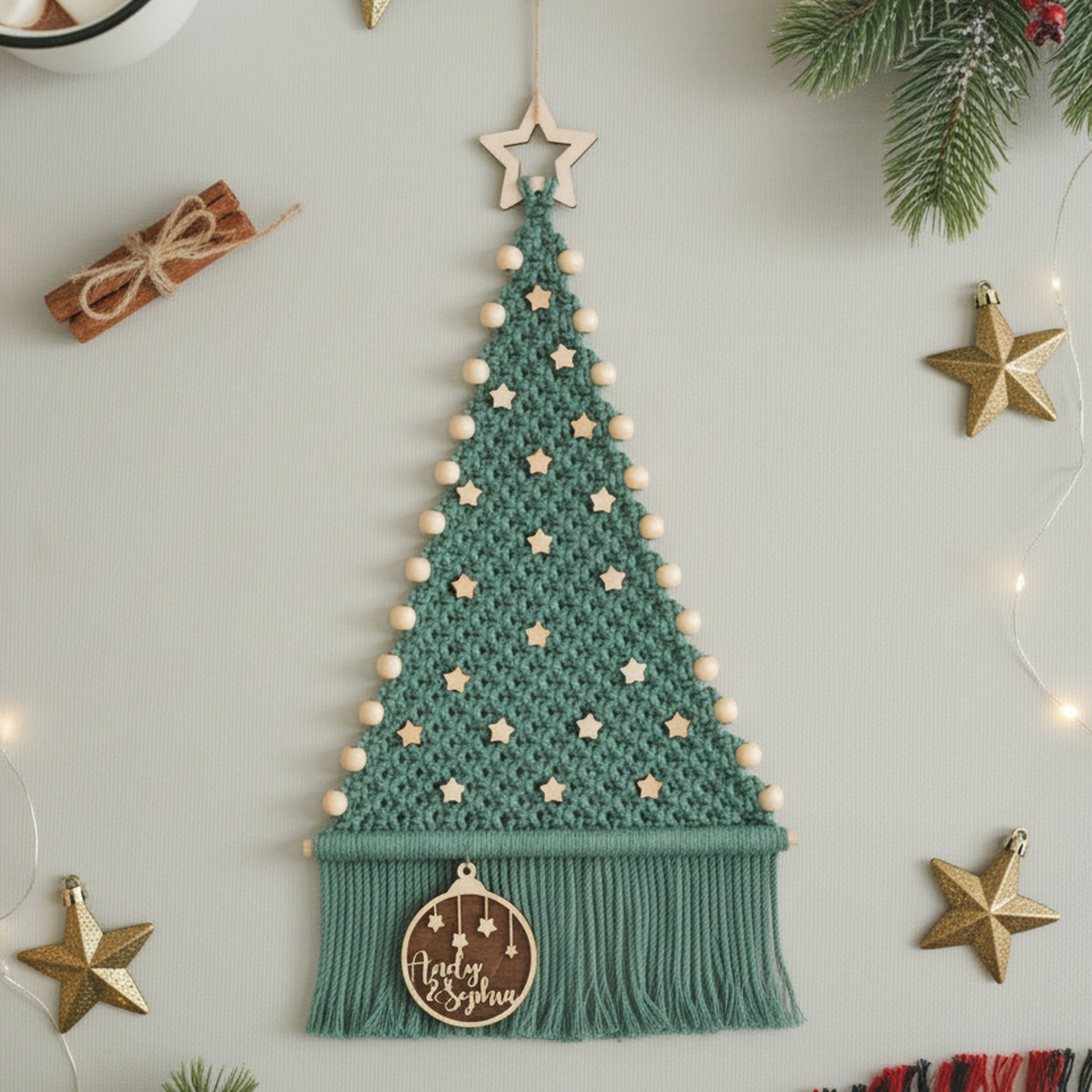 Macrame Christmas Tree Macrame Holiday Wall Decor for Festive Rooms X34