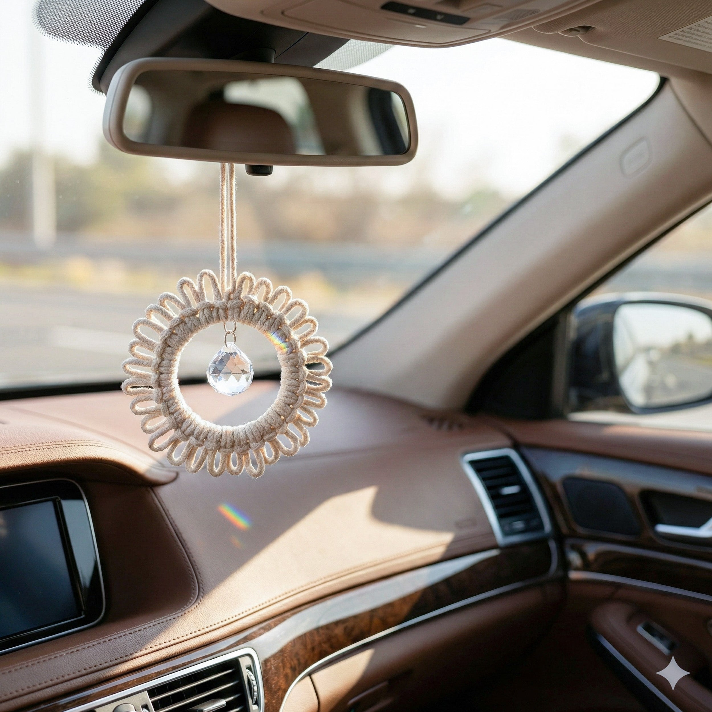 Macrame Crystal Suncatcher Ornament for Rainbow Window Decor U38