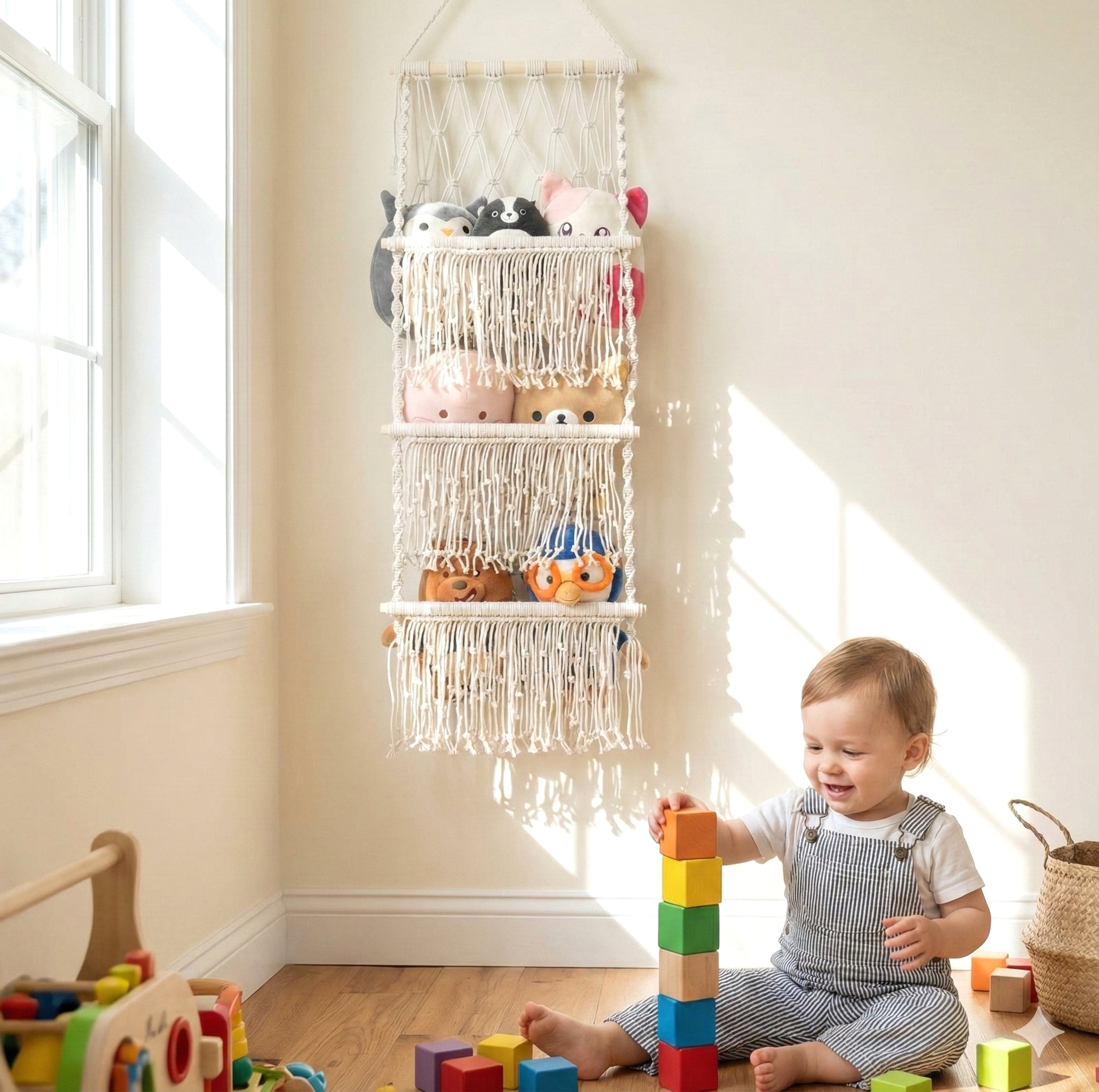 Toy Hammock - Macrame Hanging Toy Storage Organizer H72