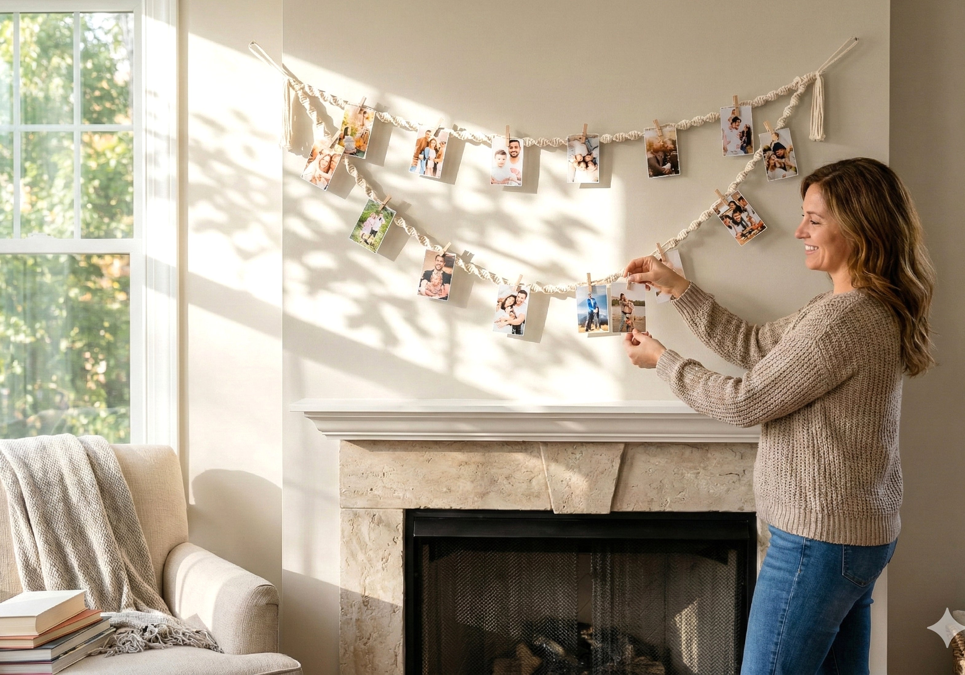 Macrame Photo Hanger macrame cord for Hanging Photo Display I78