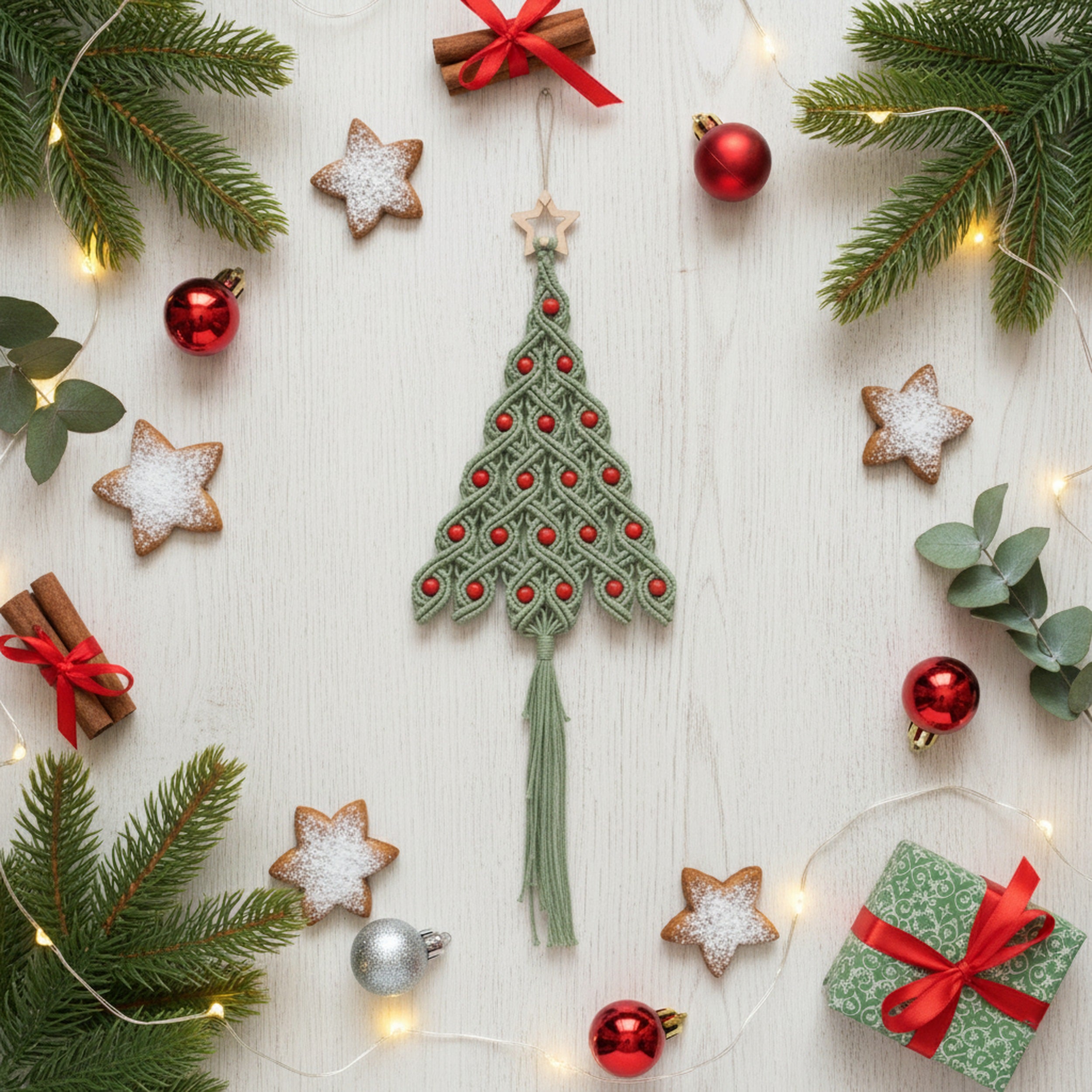 Macrame Christmas Tree Wall Hanging for Boho Christmas Decor X52