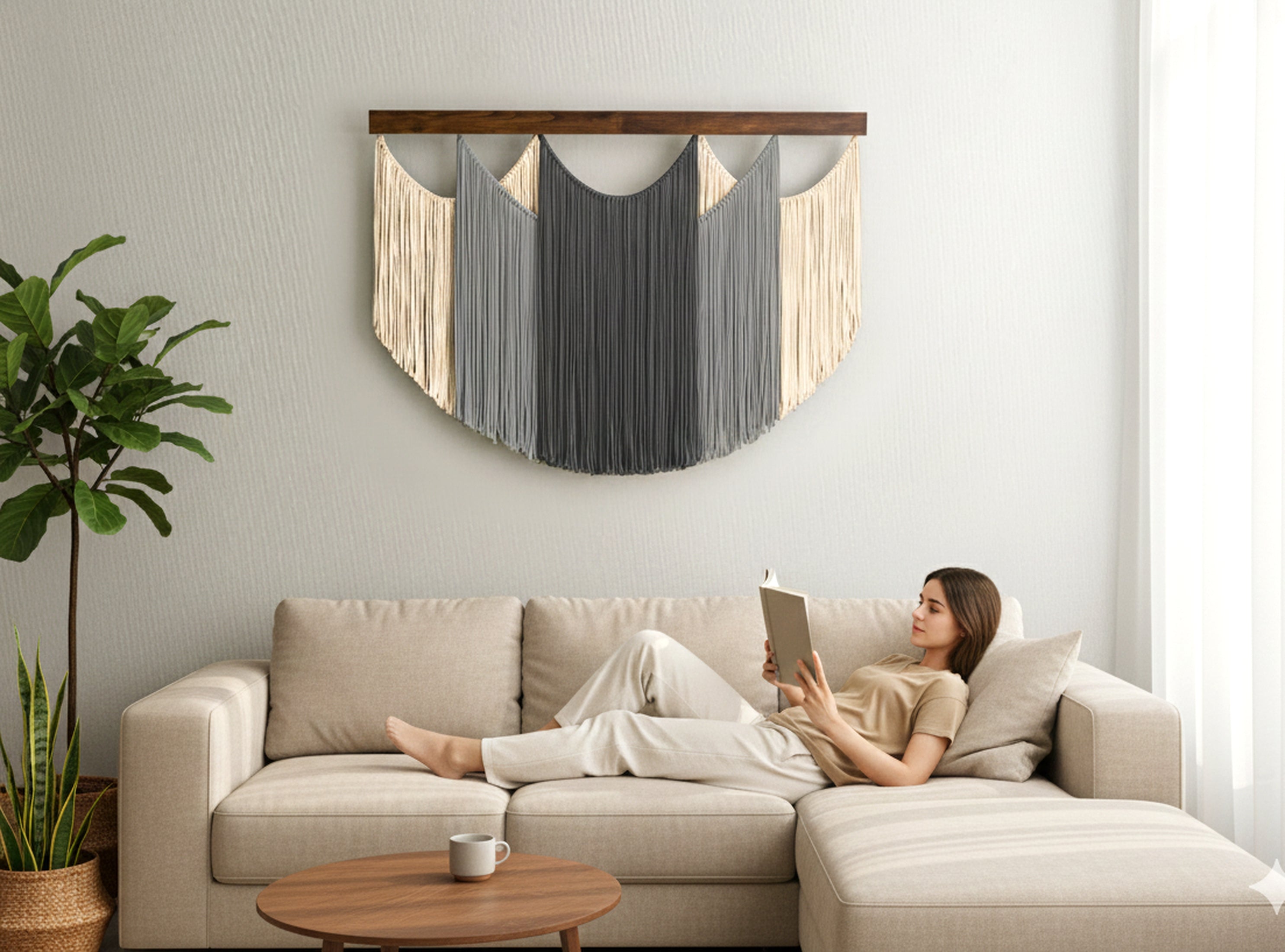 Soft Layers Wall Hanging macrame cord for boho wall decor V29