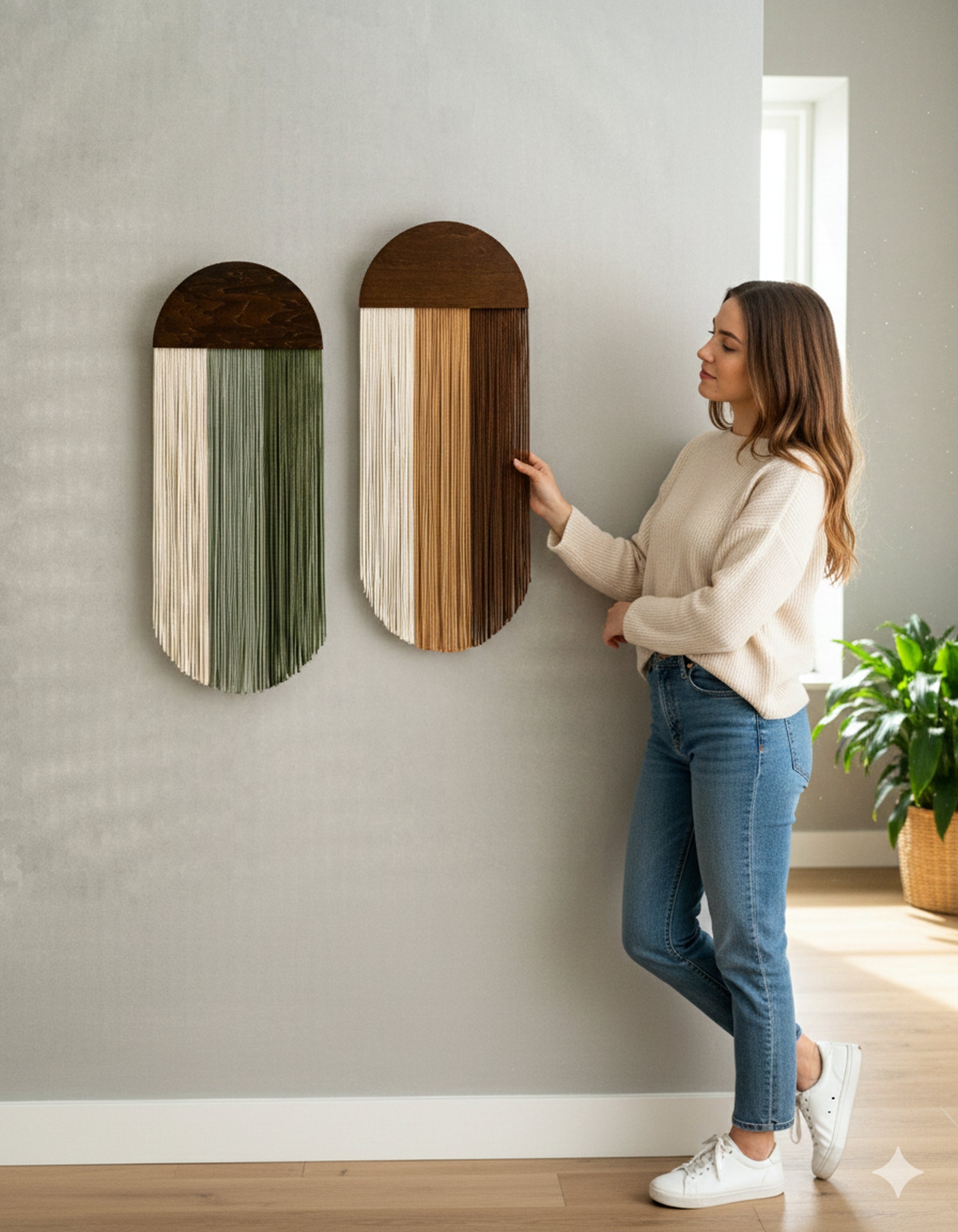 Macrame Wall Art - Octopus Wall Hanging in Minimalist Cotton Style V61