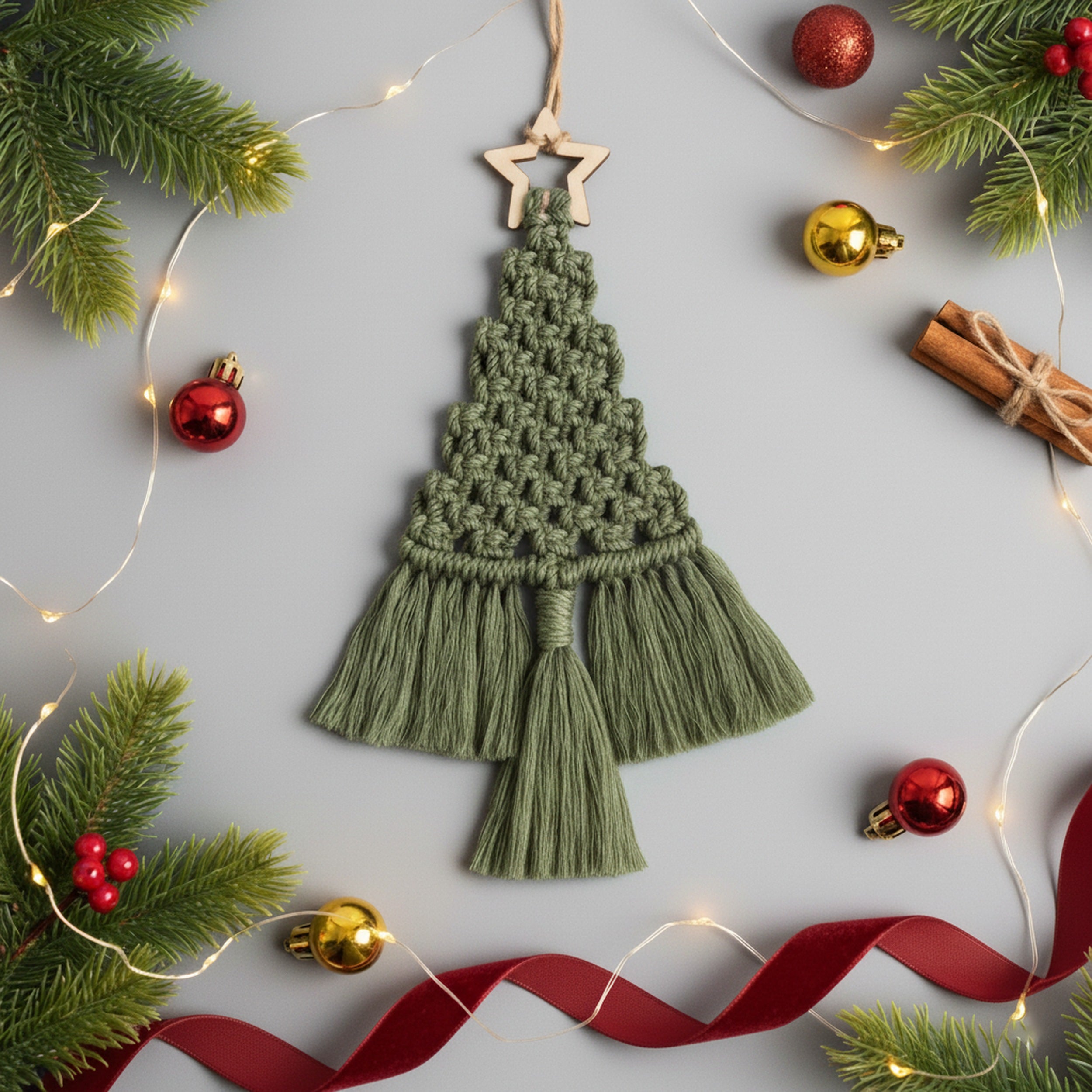 Macrame Christmas Tree Pattern for Easy Beginner DIY Crafts P19