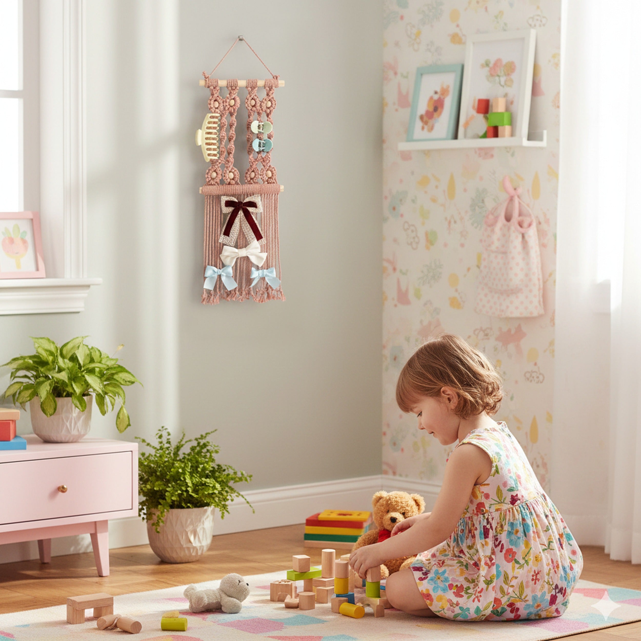 Macrame Hair Clip Holder macrame for Nursery Wall Hanging Decor I91