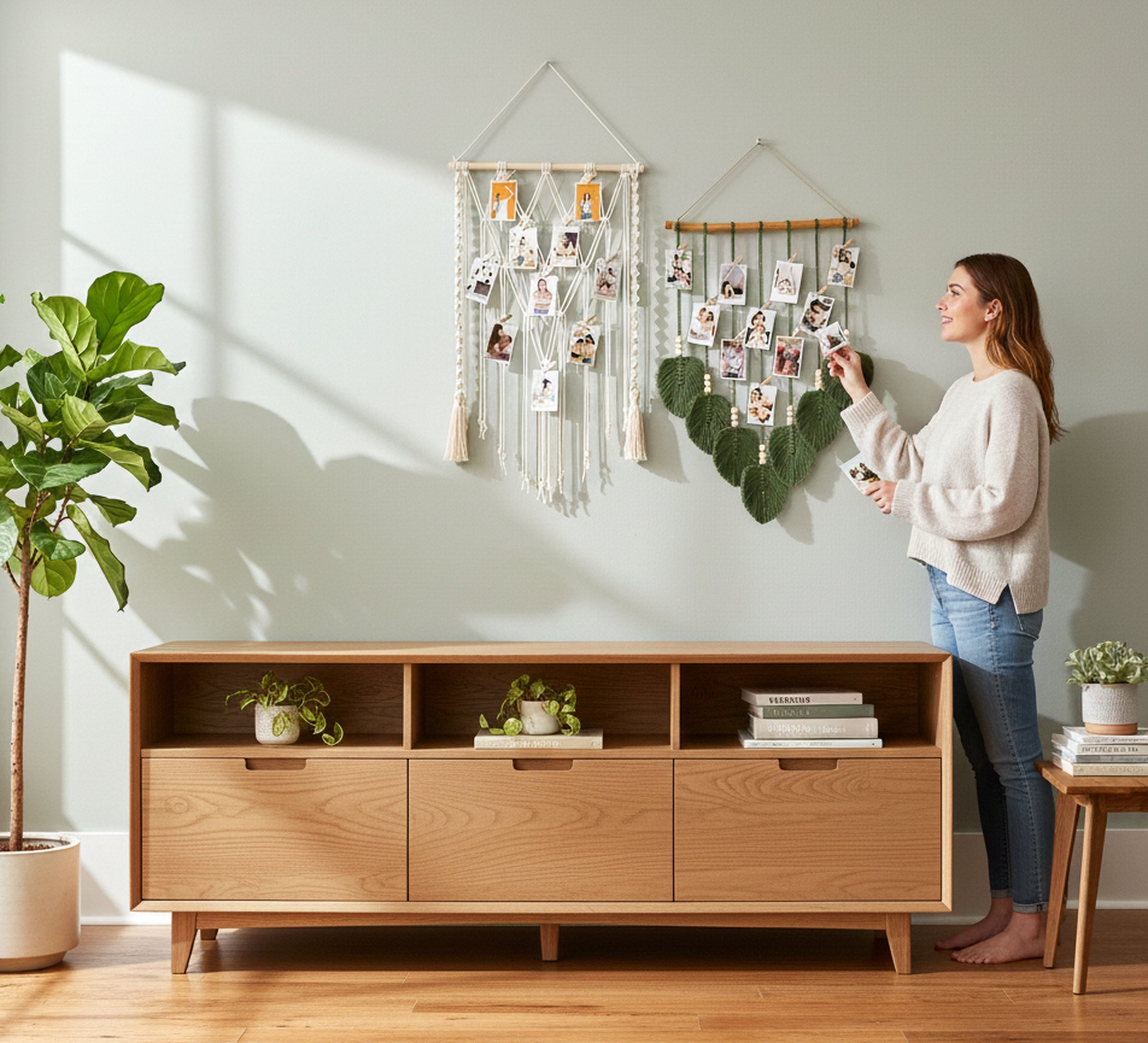 Boho Macrame Photo Display Hanger for Wall Décor H02