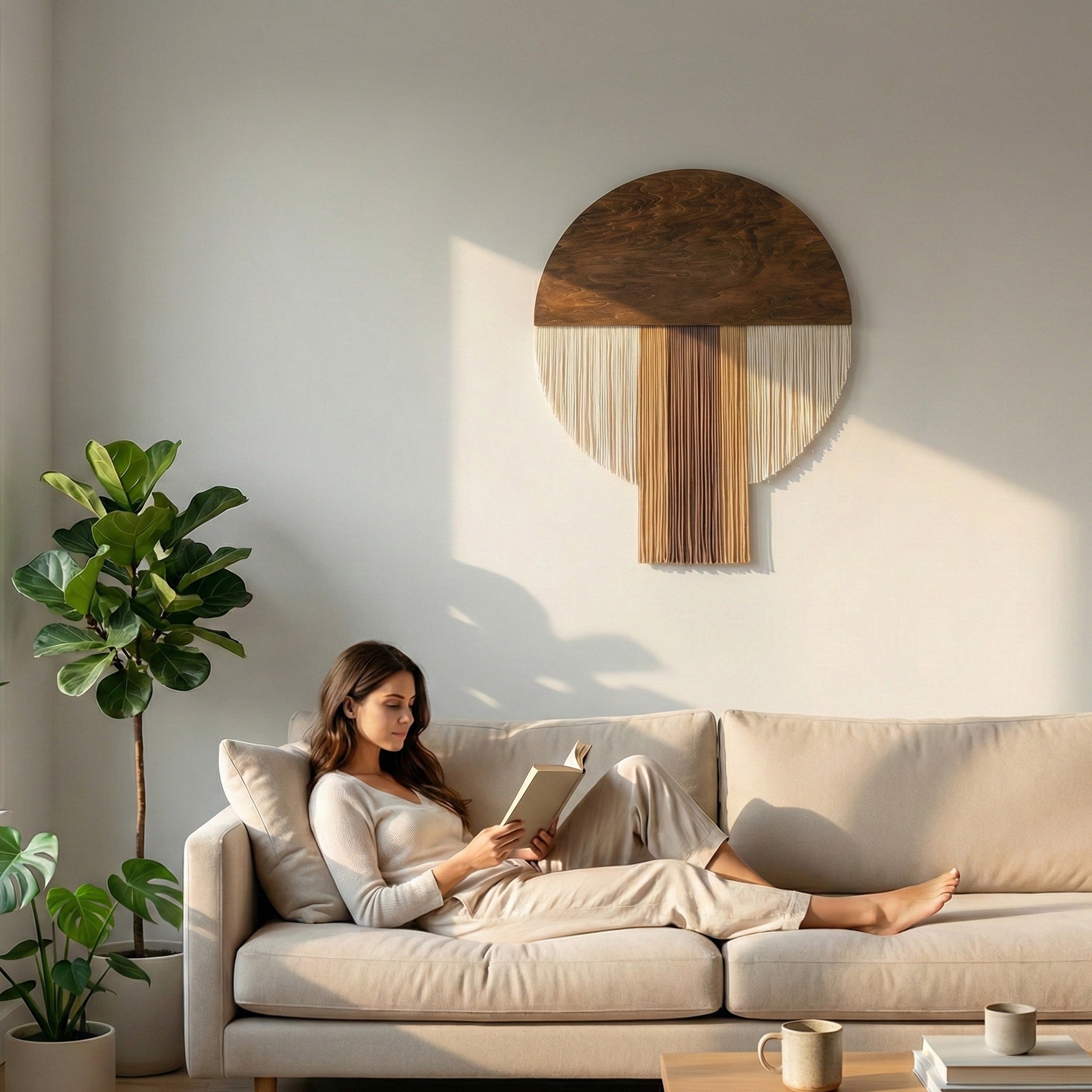 The Bloom macrame wall hanging for round boho wall art V60