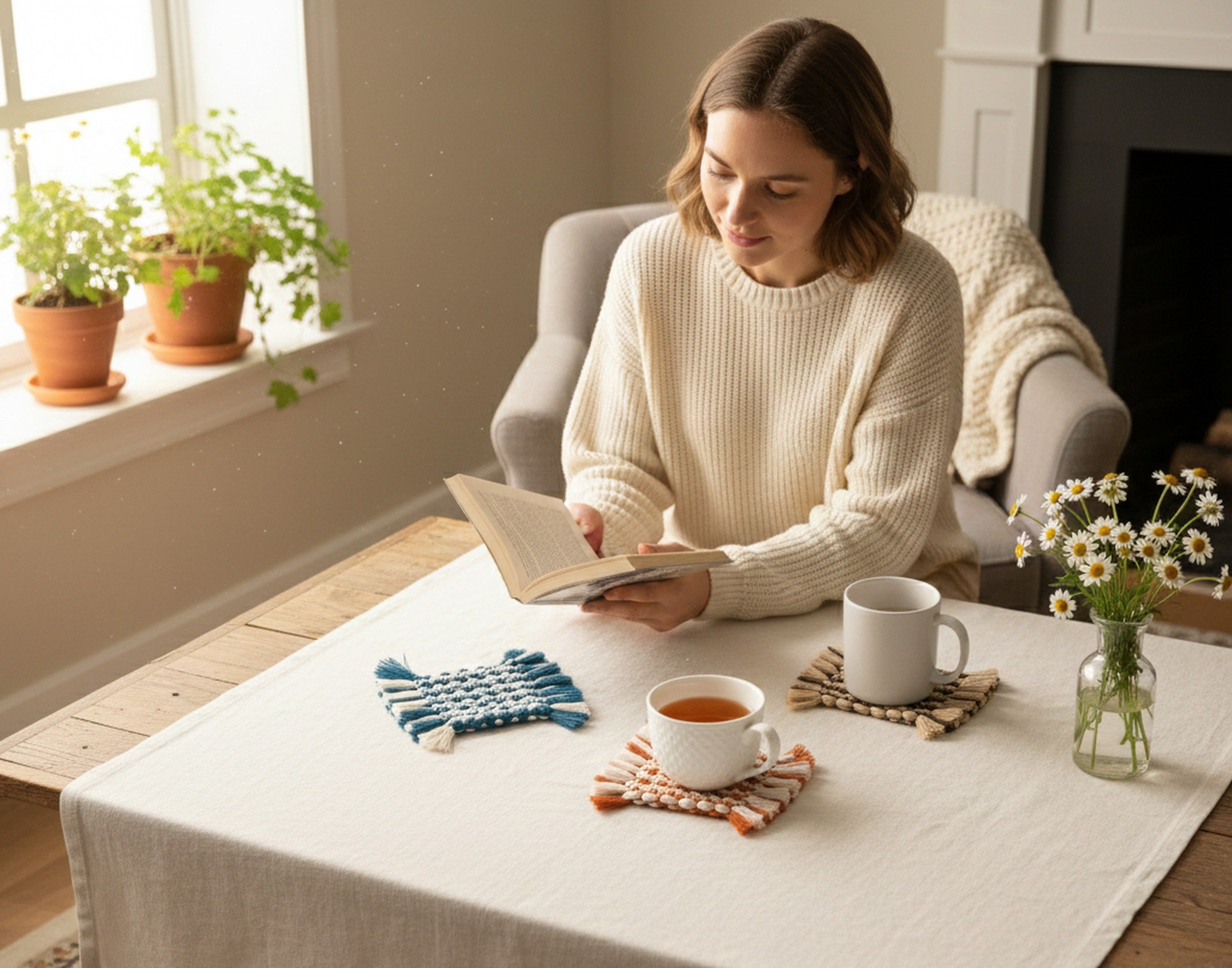Handwoven Macrame Coaster – Boho Cup Mat for Home & Gifts A34