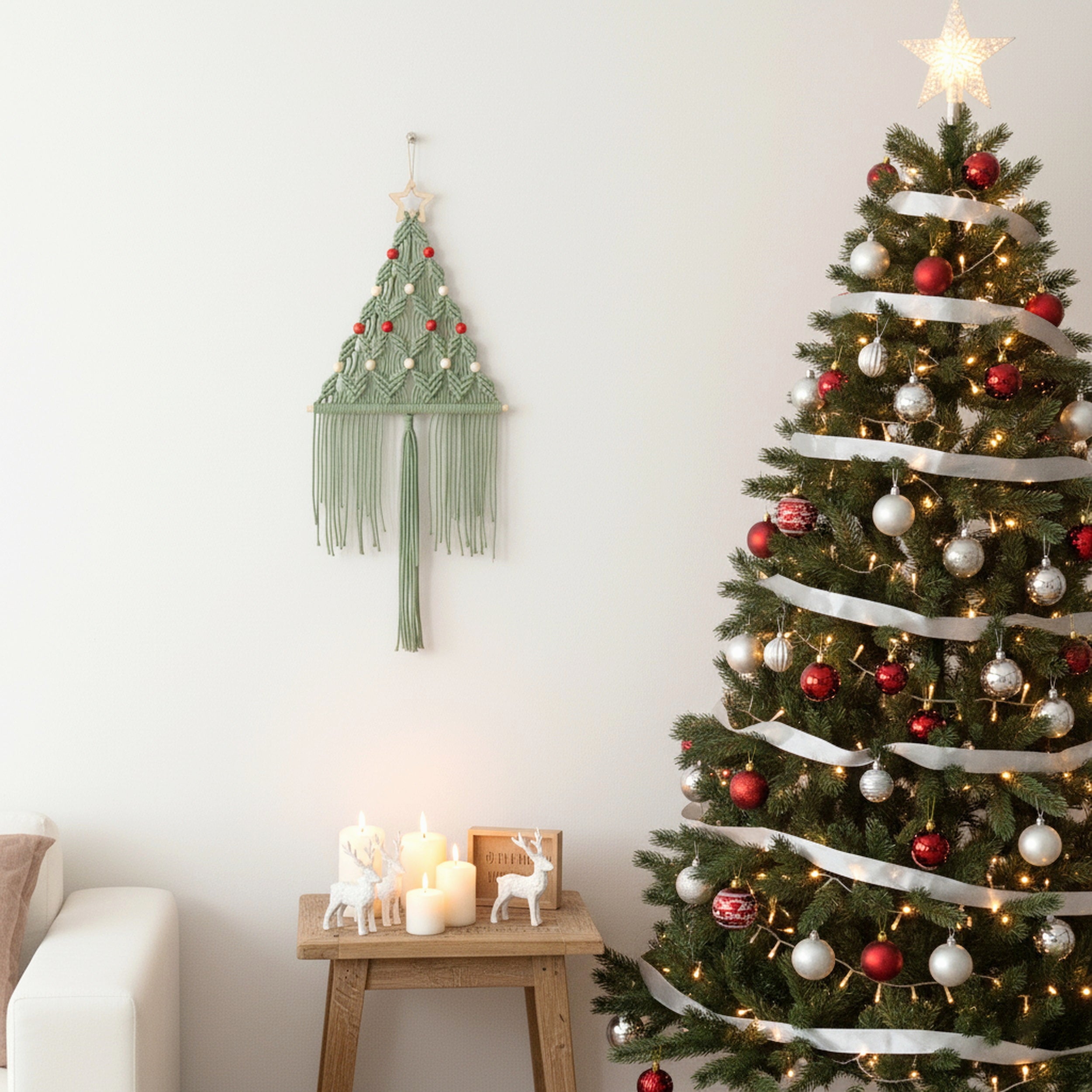 Macrame Christmas Tree Macrame for Christmas Wall Decor and Boho Style X64