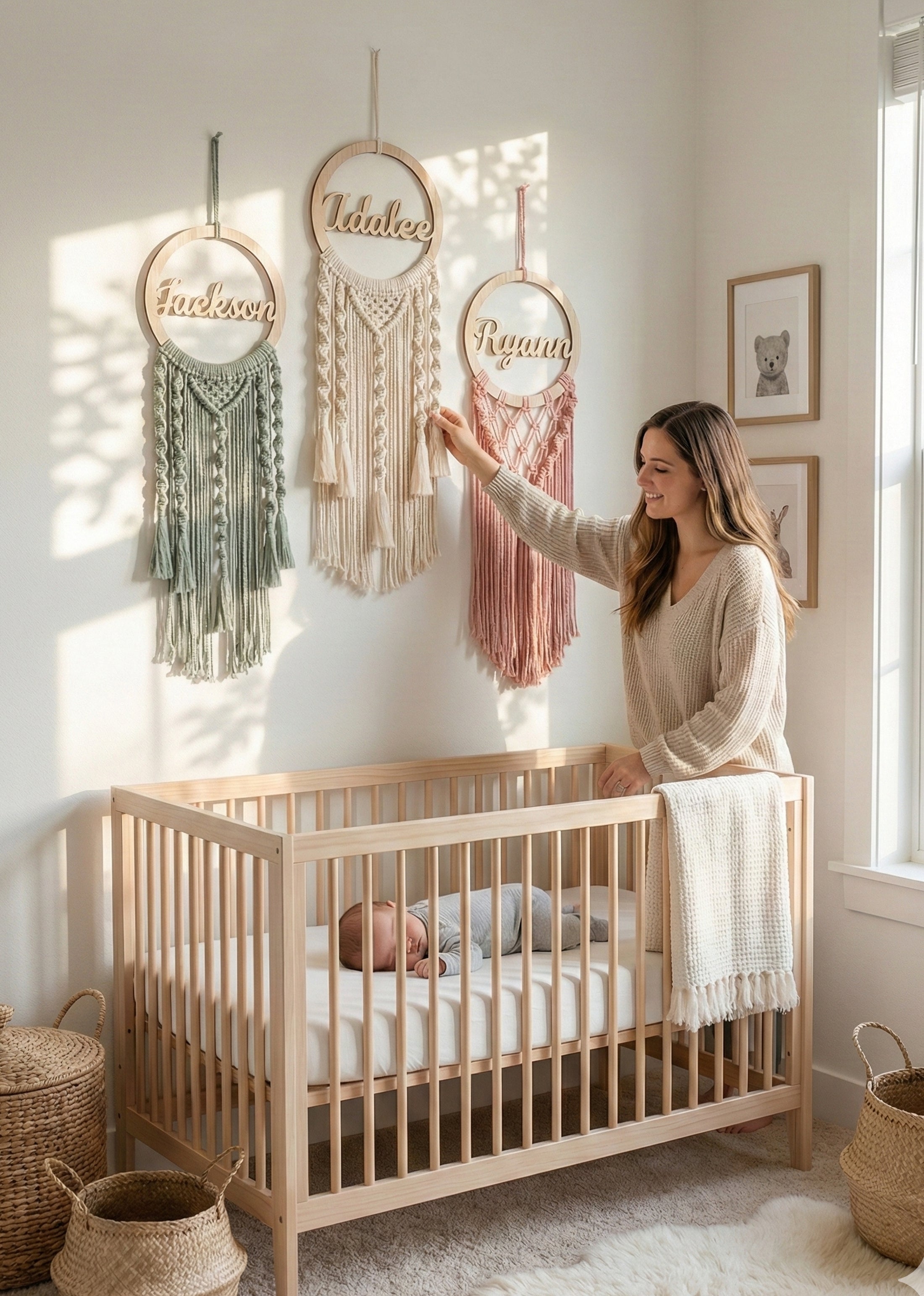 Personalized Name Sign Macrame Wall Hanging for Unique Wall Decor W08
