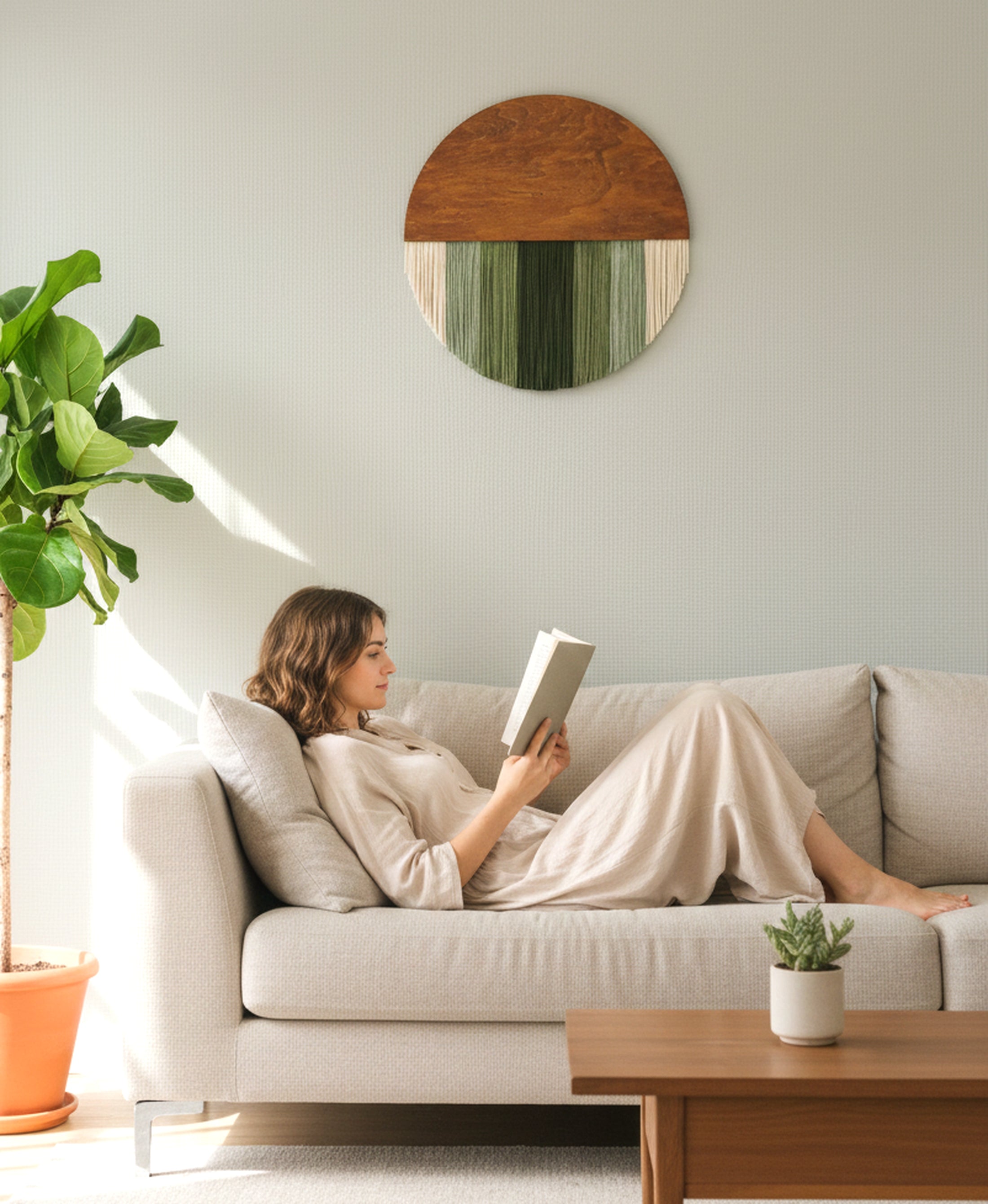 Lunar Memory Wall Hanging round wall decor for handmade macrame art V07