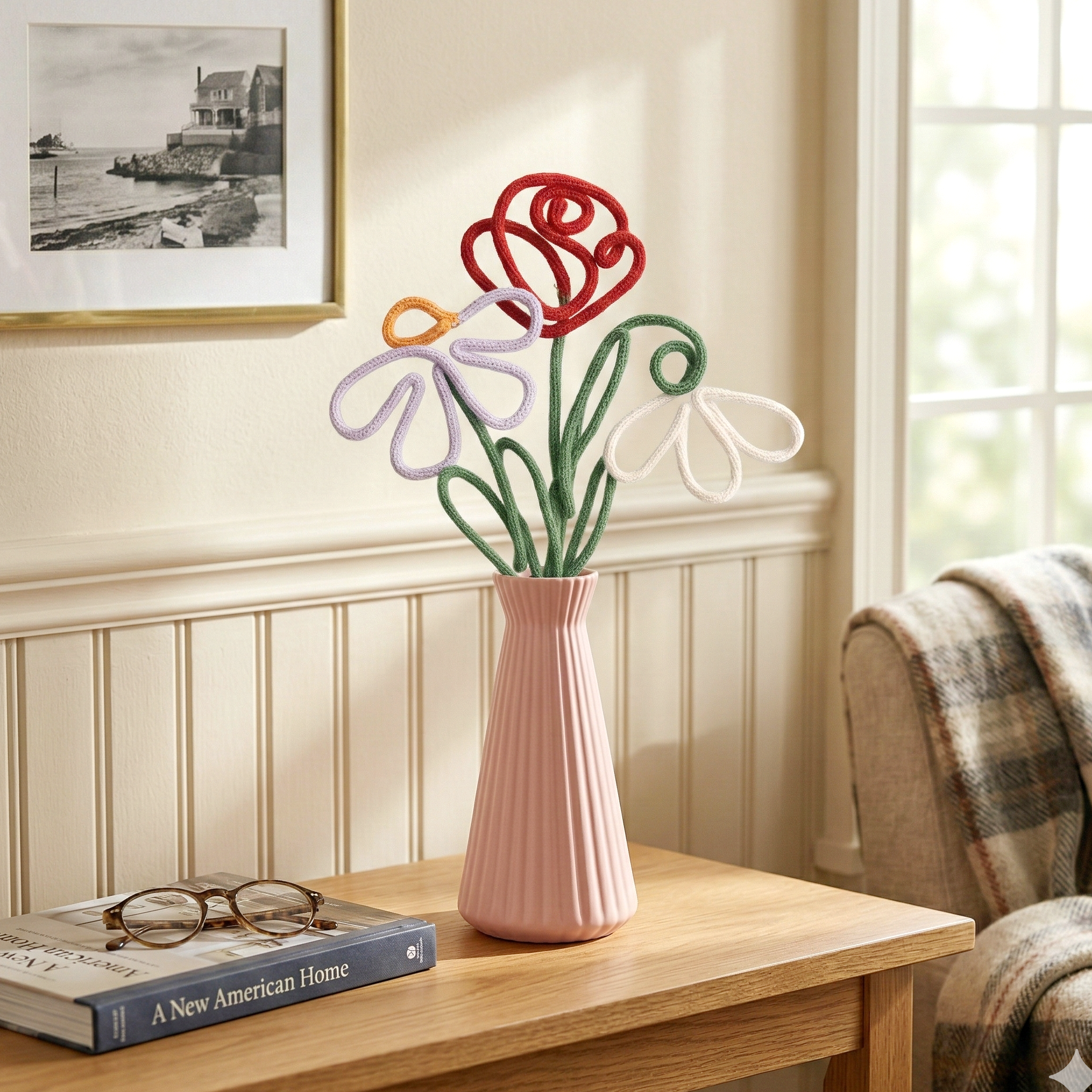 Flower Vase Stems Decor Handmade for Boho Floral Wall Decor U41