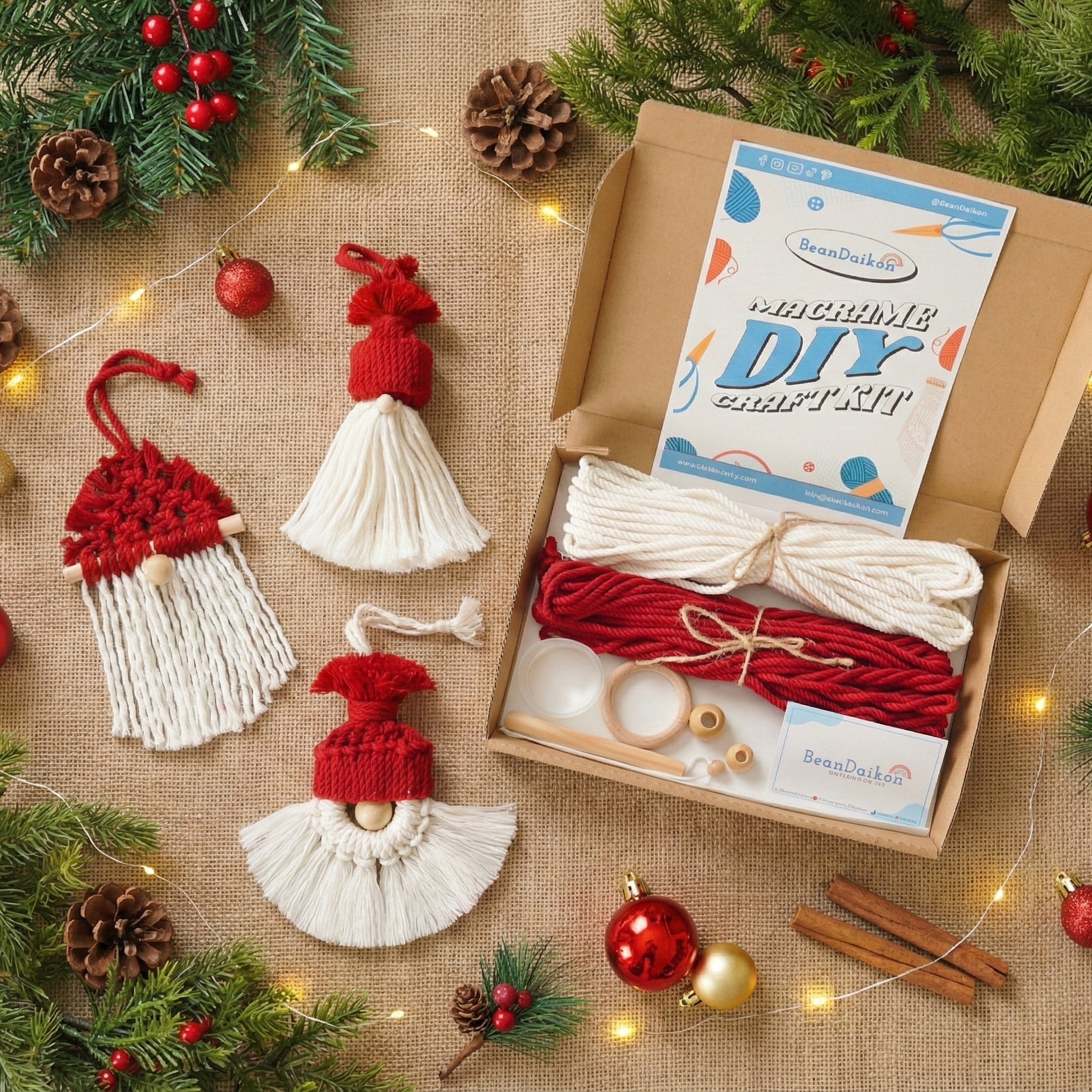 DIY Macrame Gnome Kit – Handmade Christmas Ornaments Craft Set K60