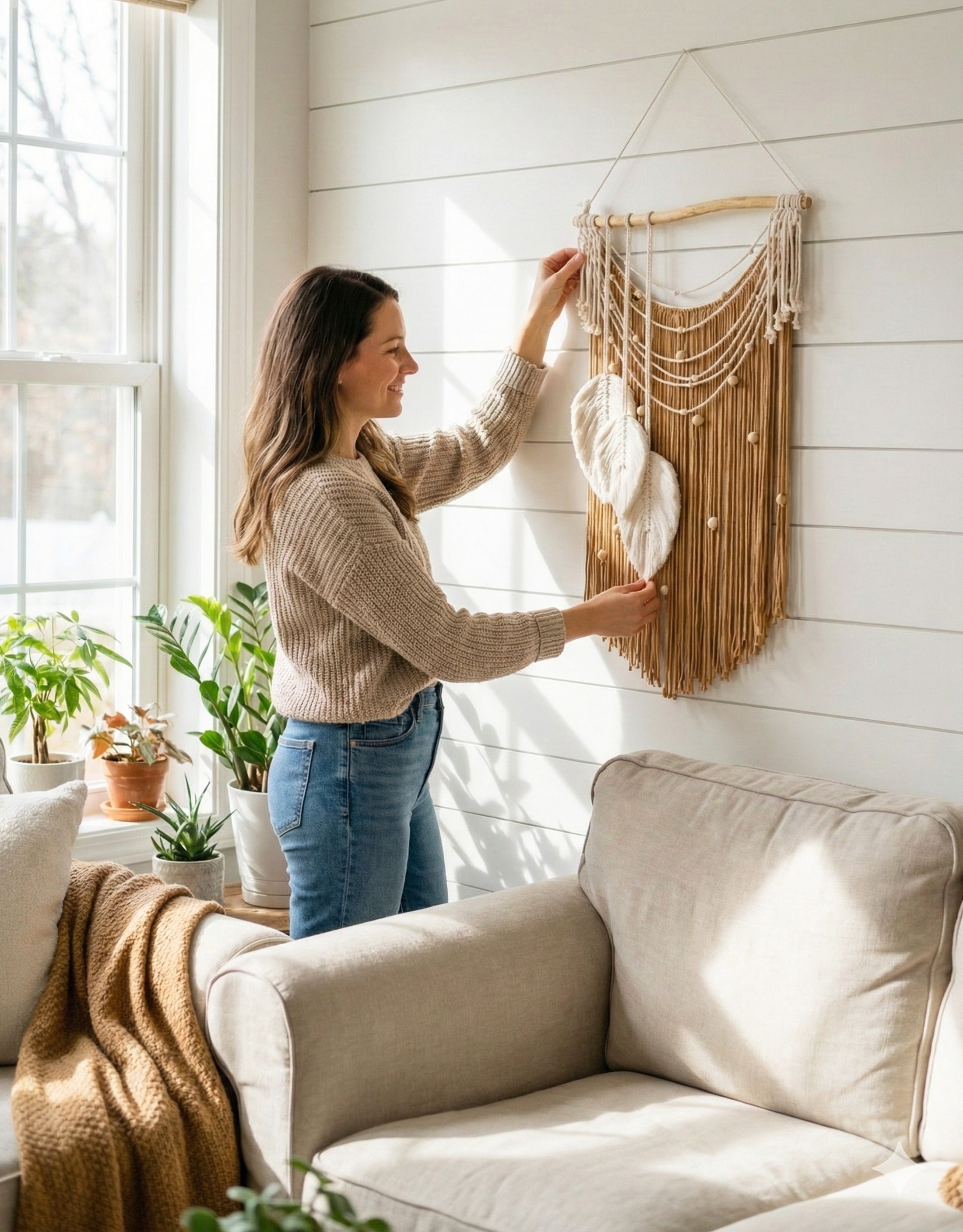 Macrame Leaf Wall Hanging Macrame for Boho Wall Decor L42