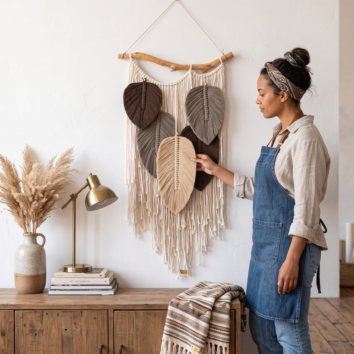 Macrame Leaf Wall Hanging Macrame for Boho Wall Decor L01