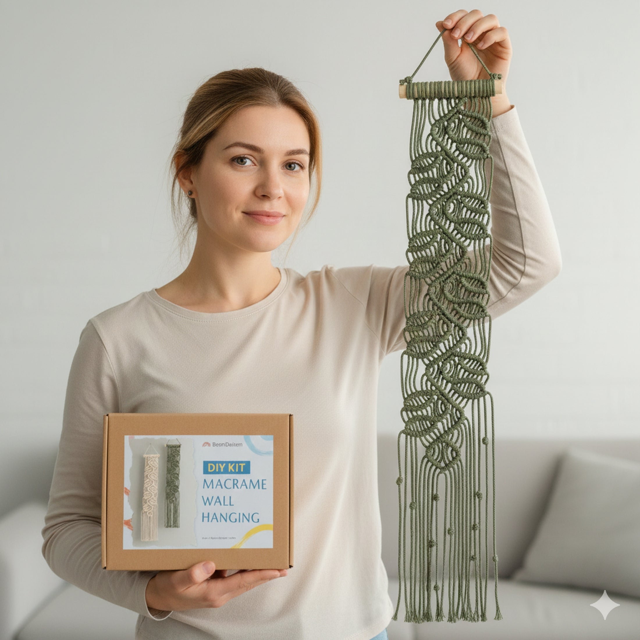 Macrame Leaf Vine Wall Hanging Kit – DIY Home Decor for Beginners K29