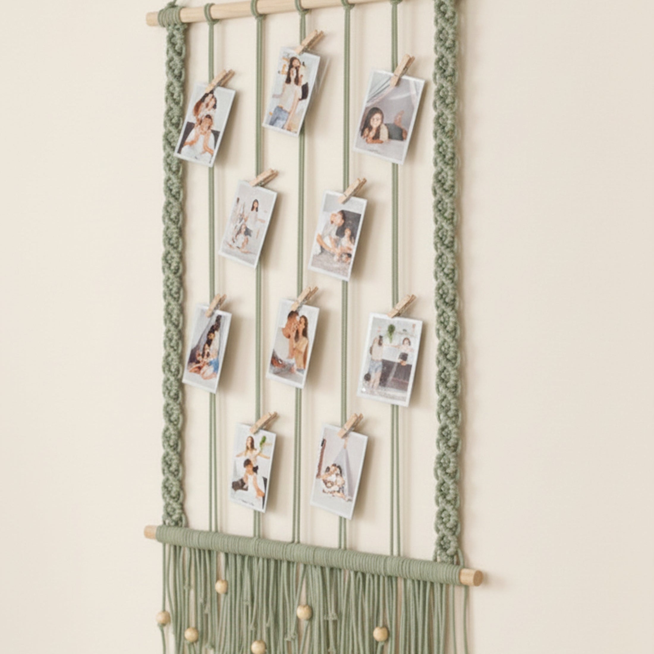 Macrame Photo Hanger macrame cord picture holder for wall photo display H89