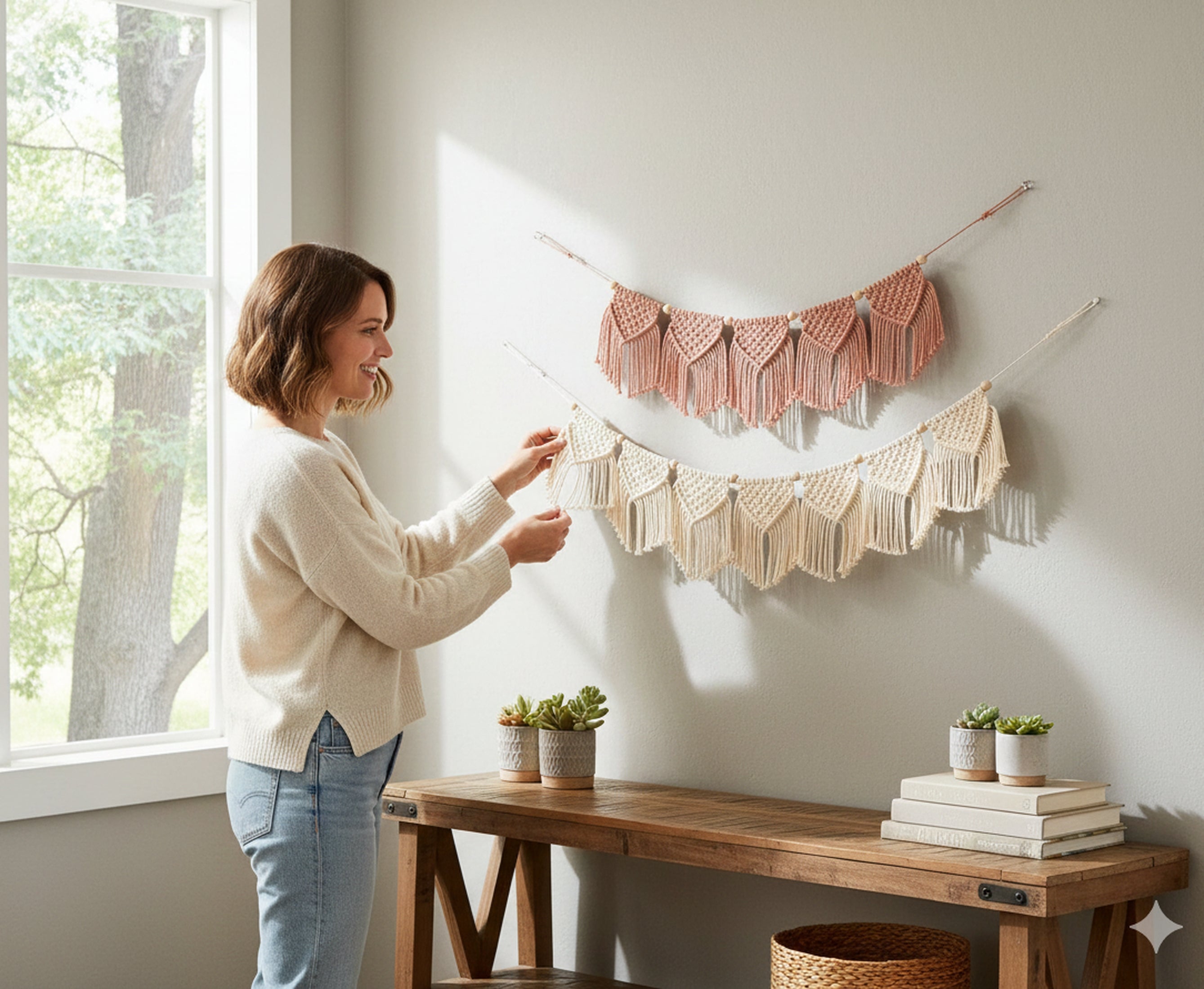 Macrame Wall Hanging - Macrame Flag Garland H33