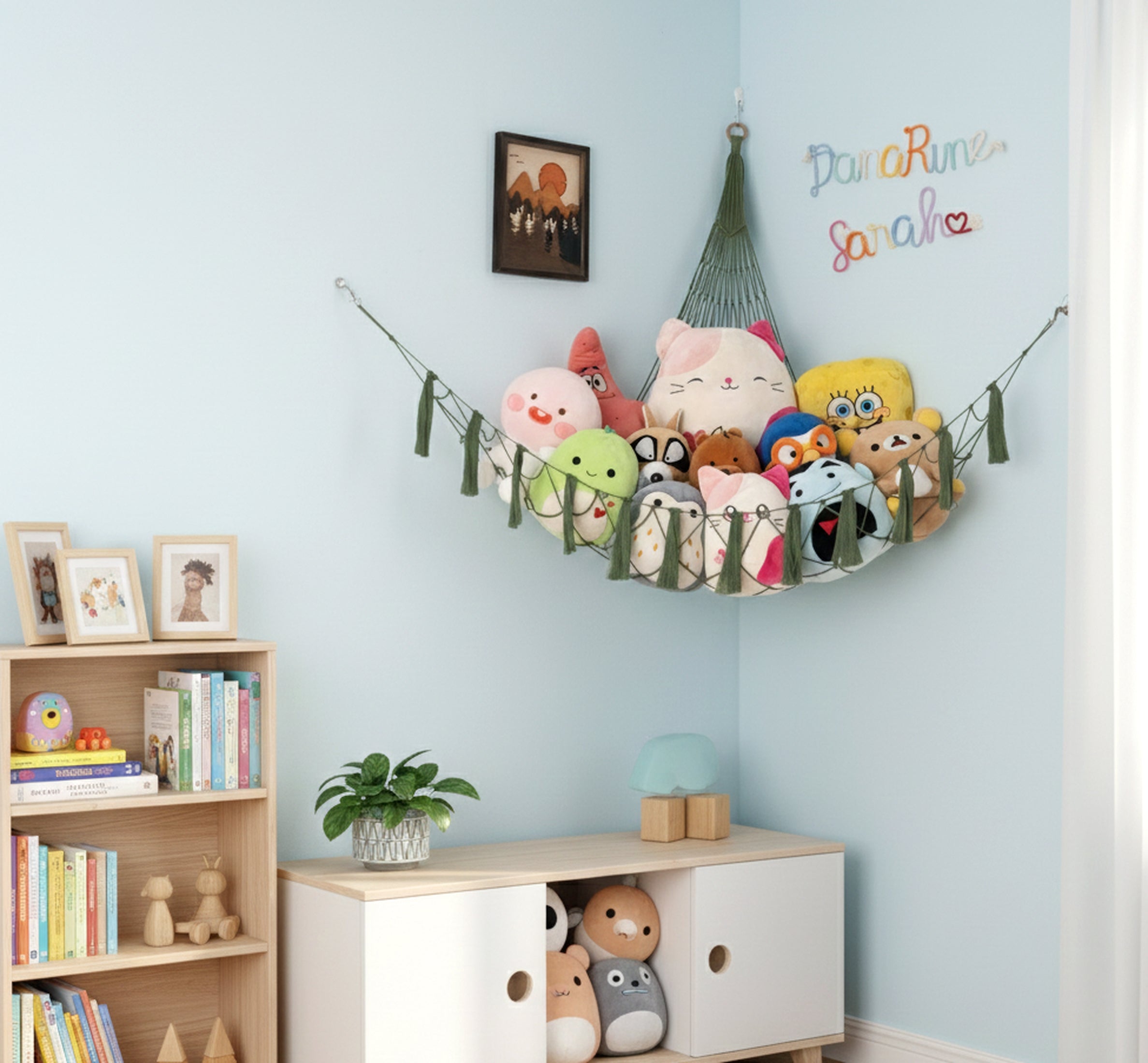 Macrame Toy Hammock – Cotton Rope Toy Storage for Baby Room H20