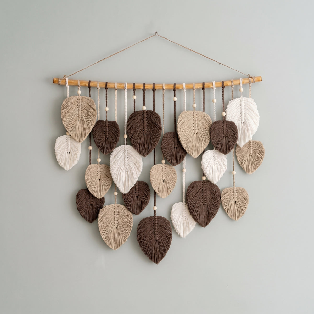 Macrame Leaf Wall Hanging with Driftwood for Boho Wall Decor L03