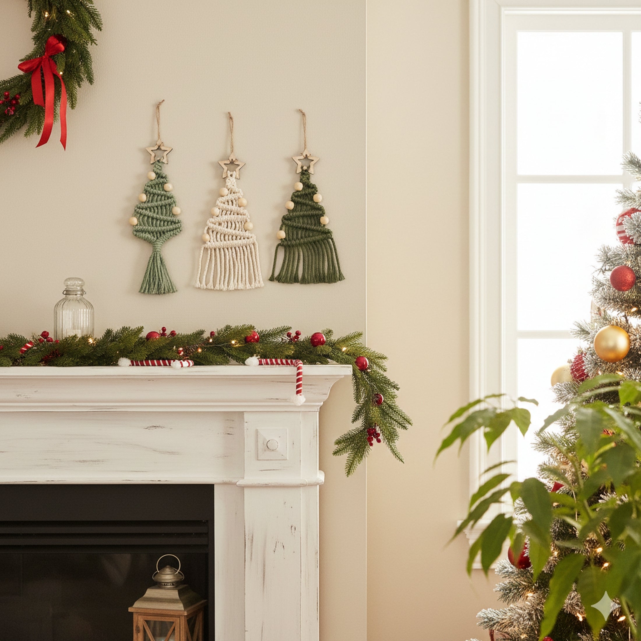 DIY Christmas Tree Macrame Kit – Cotton Cord & Wooden Beads K24