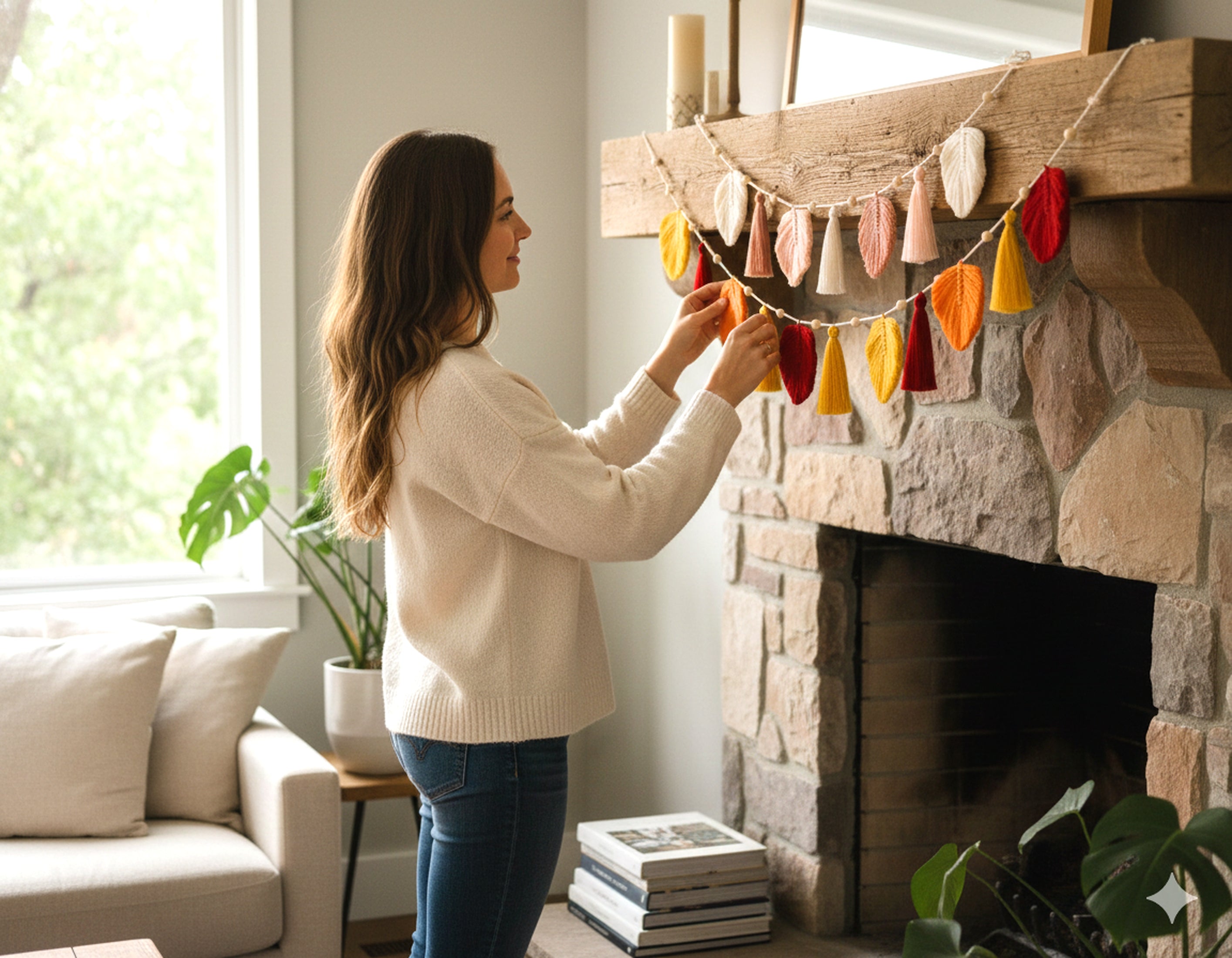 Macrame Leaf Garland macrame for boho wall decor and leaf garland L38
